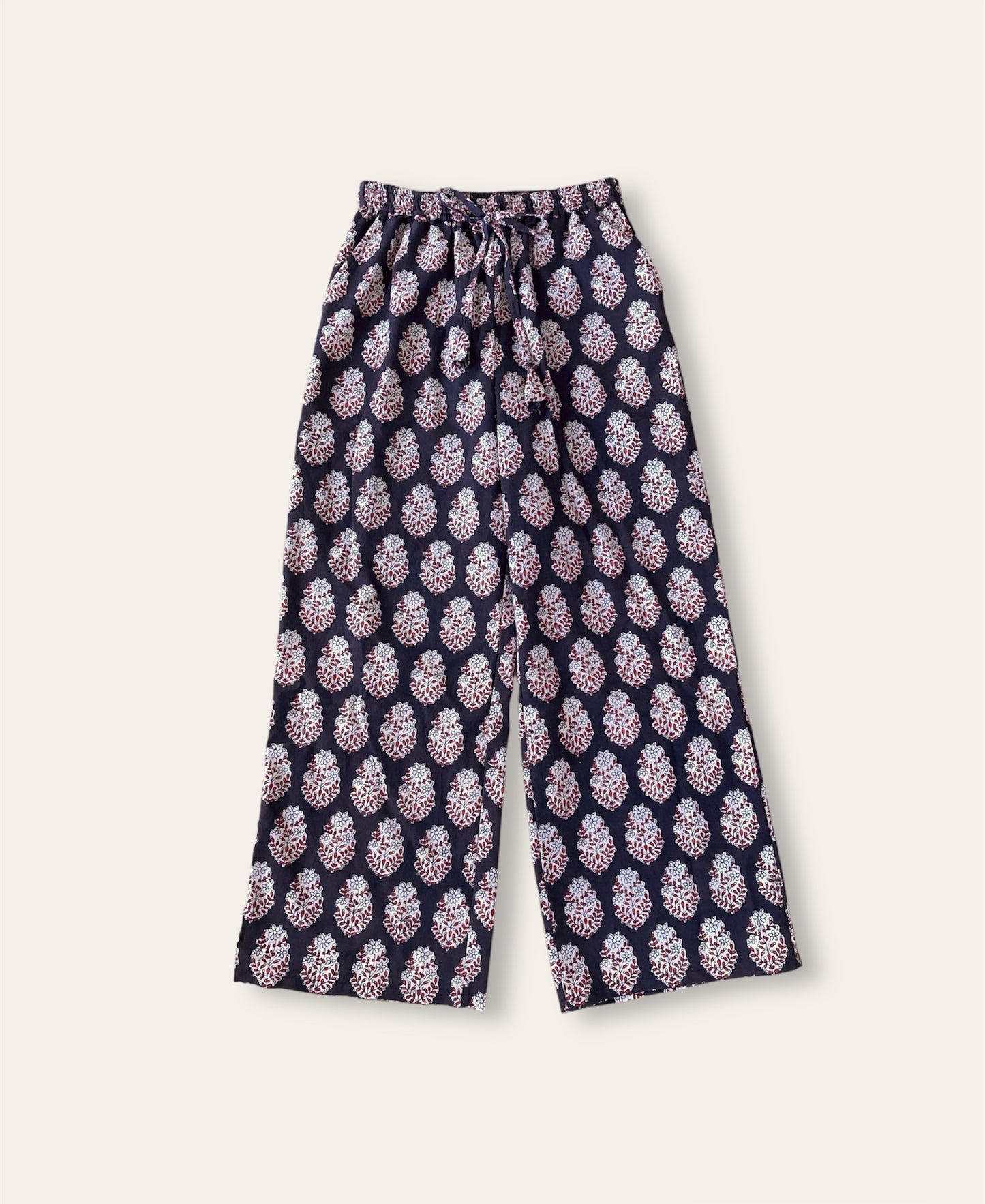 Hand Block Print Fabric Cotton Easy Pants 【custom order】 MARY