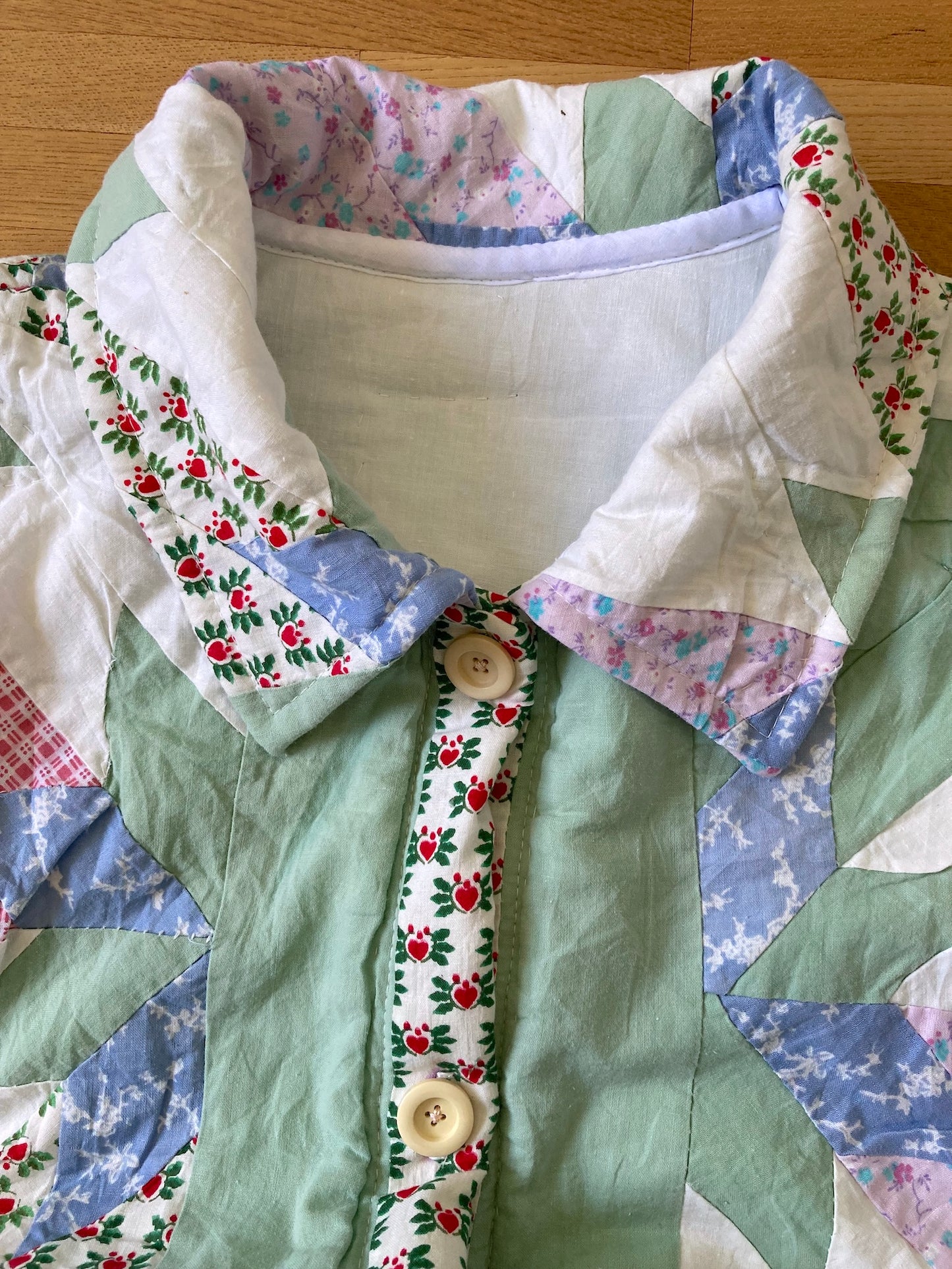 Unique Patchwork Jacket Made from Vintage Quilted Cotton