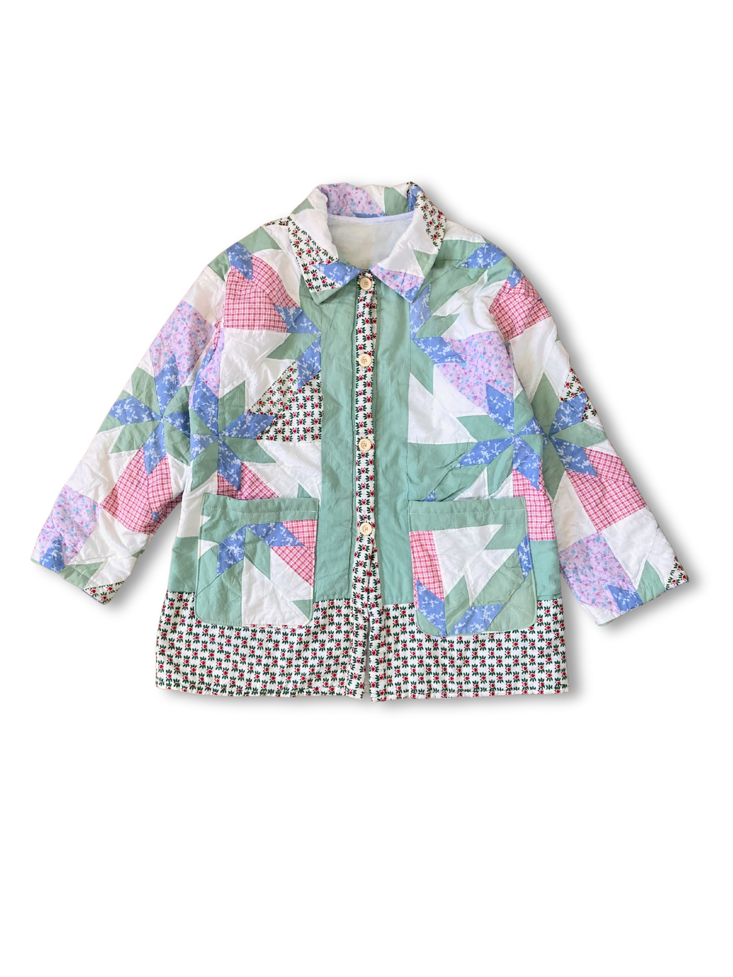 Unique Patchwork Jacket Made from Vintage Quilted Cotton