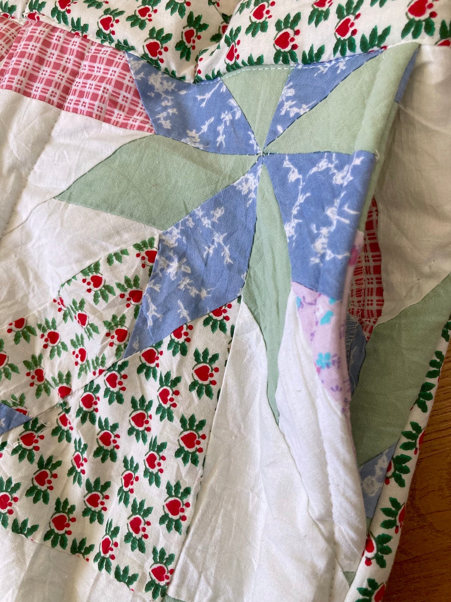 Patchwork-Style Wide Pants Made from Vintage Quilted Fabric