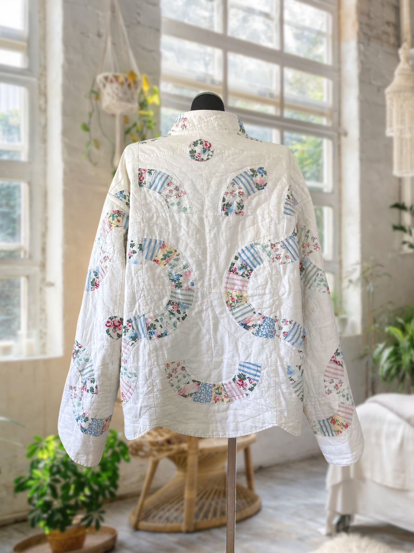 One-of-a-Kind Vintage Quilt Jacket with Scallop Trim