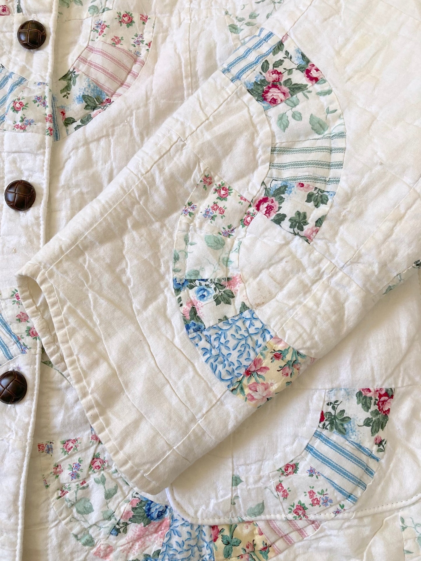 One-of-a-Kind Vintage Quilt Jacket with Scallop Trim