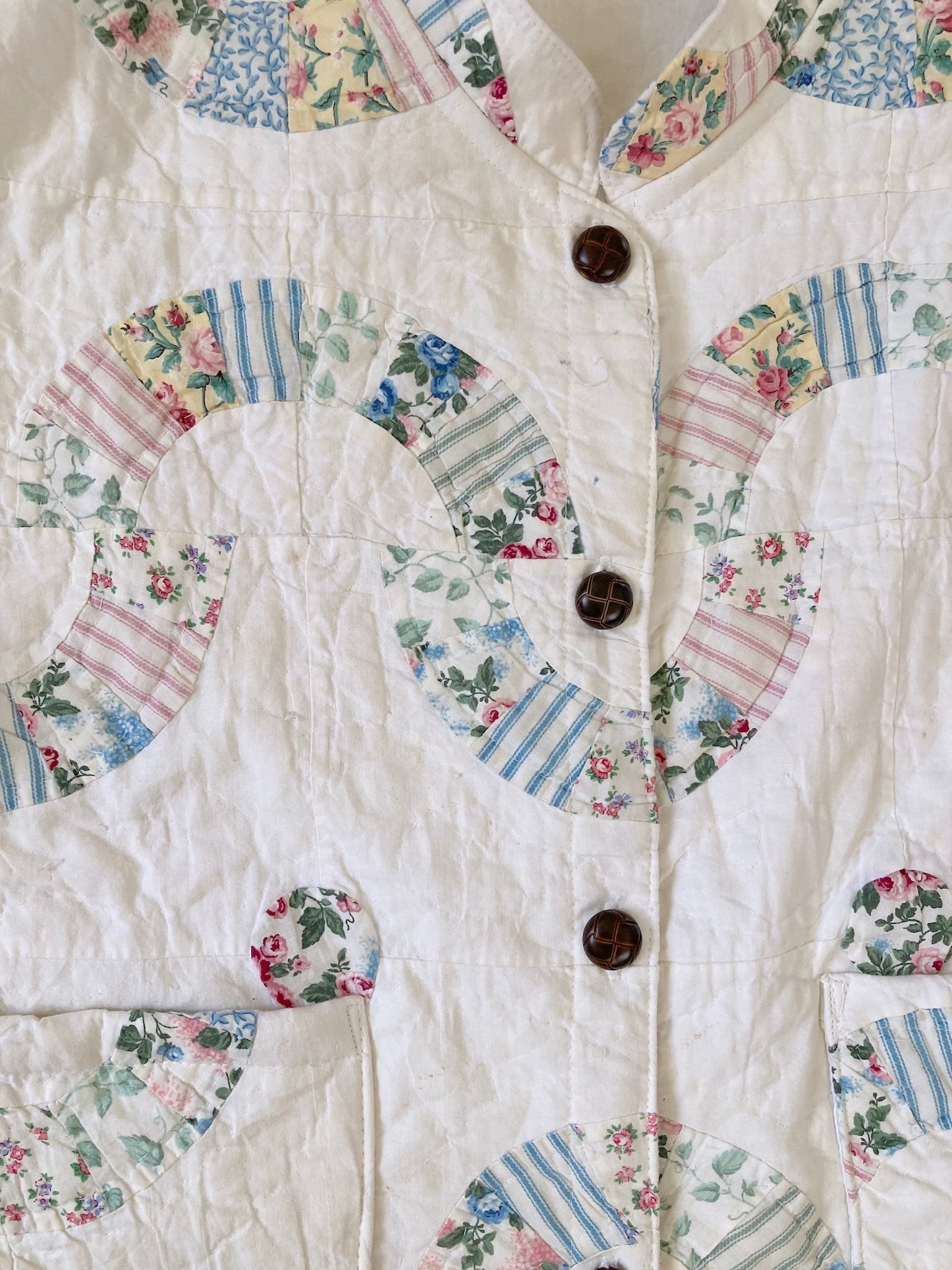 One-of-a-Kind Vintage Quilt Jacket with Scallop Trim