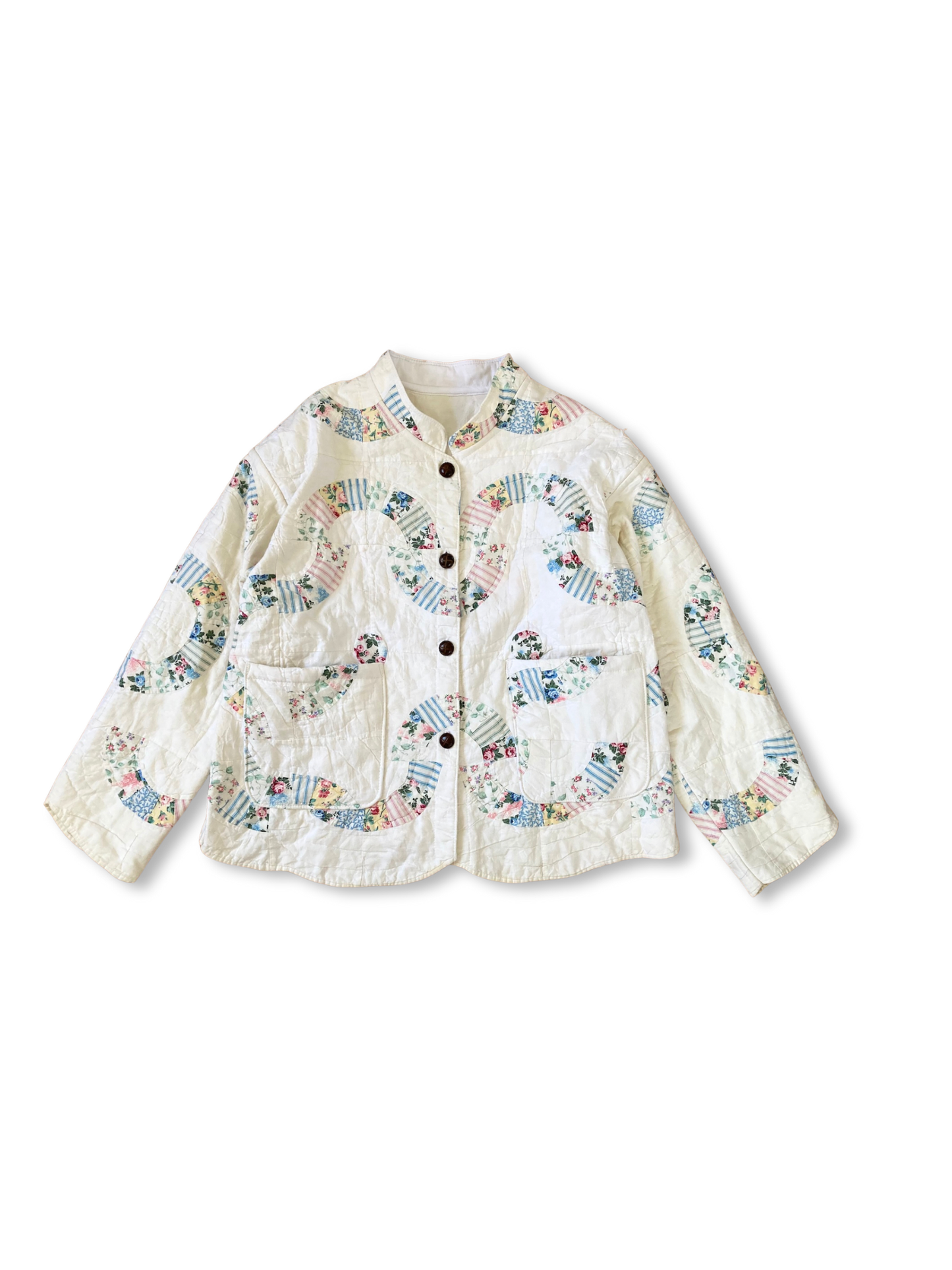 One-of-a-Kind Vintage Quilt Jacket with Scallop Trim