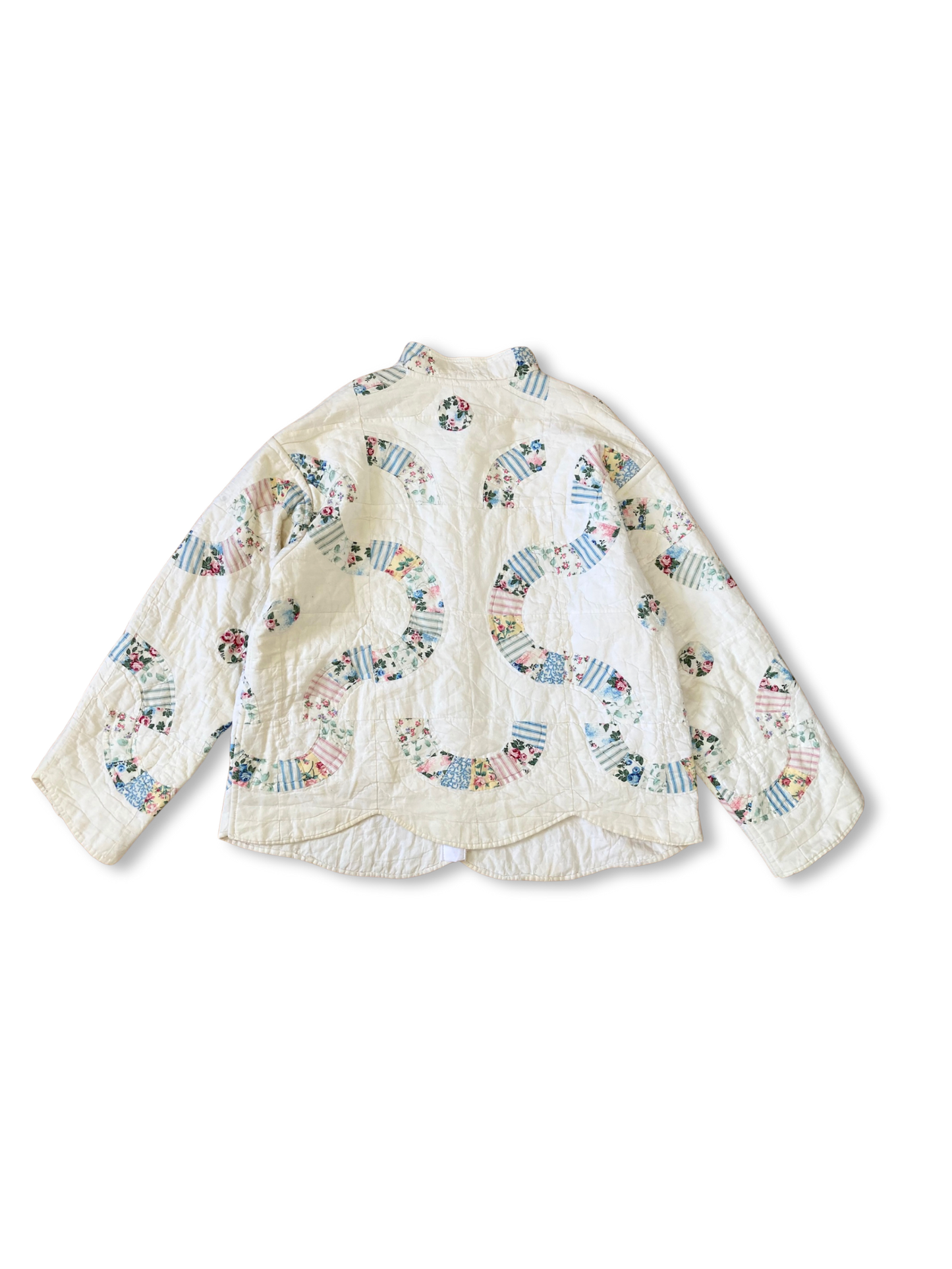 One-of-a-Kind Vintage Quilt Jacket with Scallop Trim