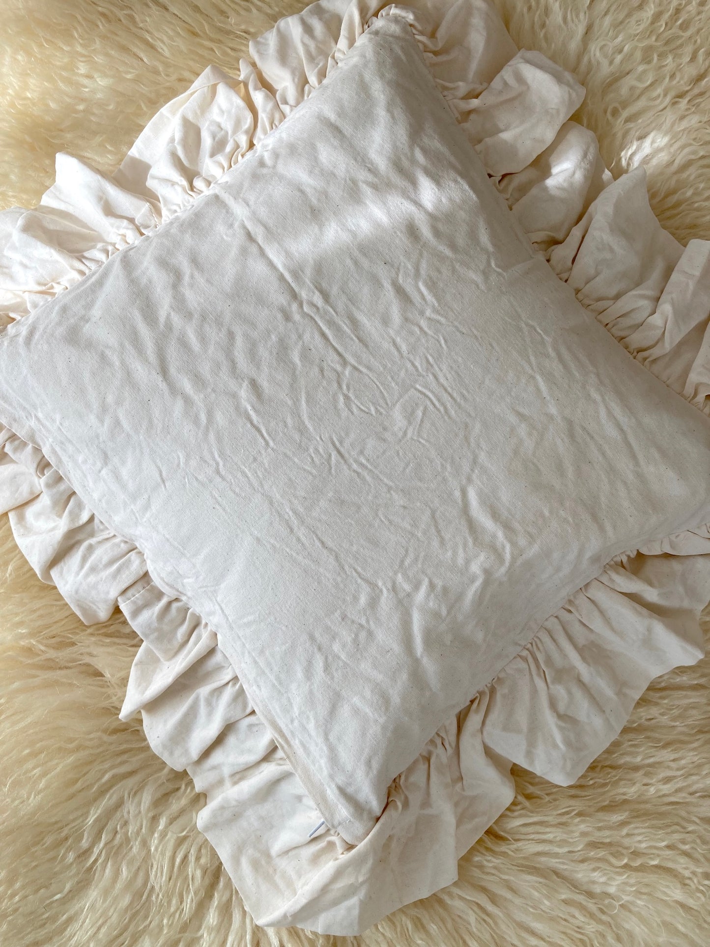 Vintage Yo Yo Quilt Cushion Cover Handmade Cotton Frill Pillow Cover 35x37cm