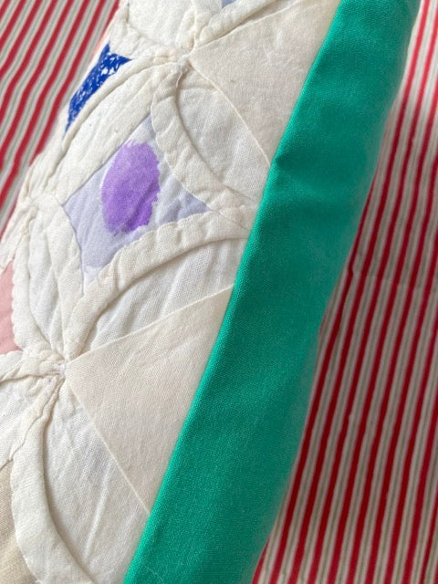 Vintage Handcrafted Cathedral Window Patchwork Rectangular Cushion Cover