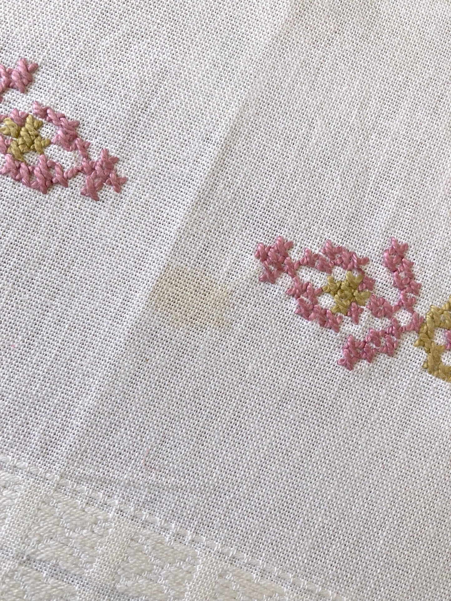 Vintage Cross-Stitch Square Multi-Cloth | Hand-Embroidered Fabric