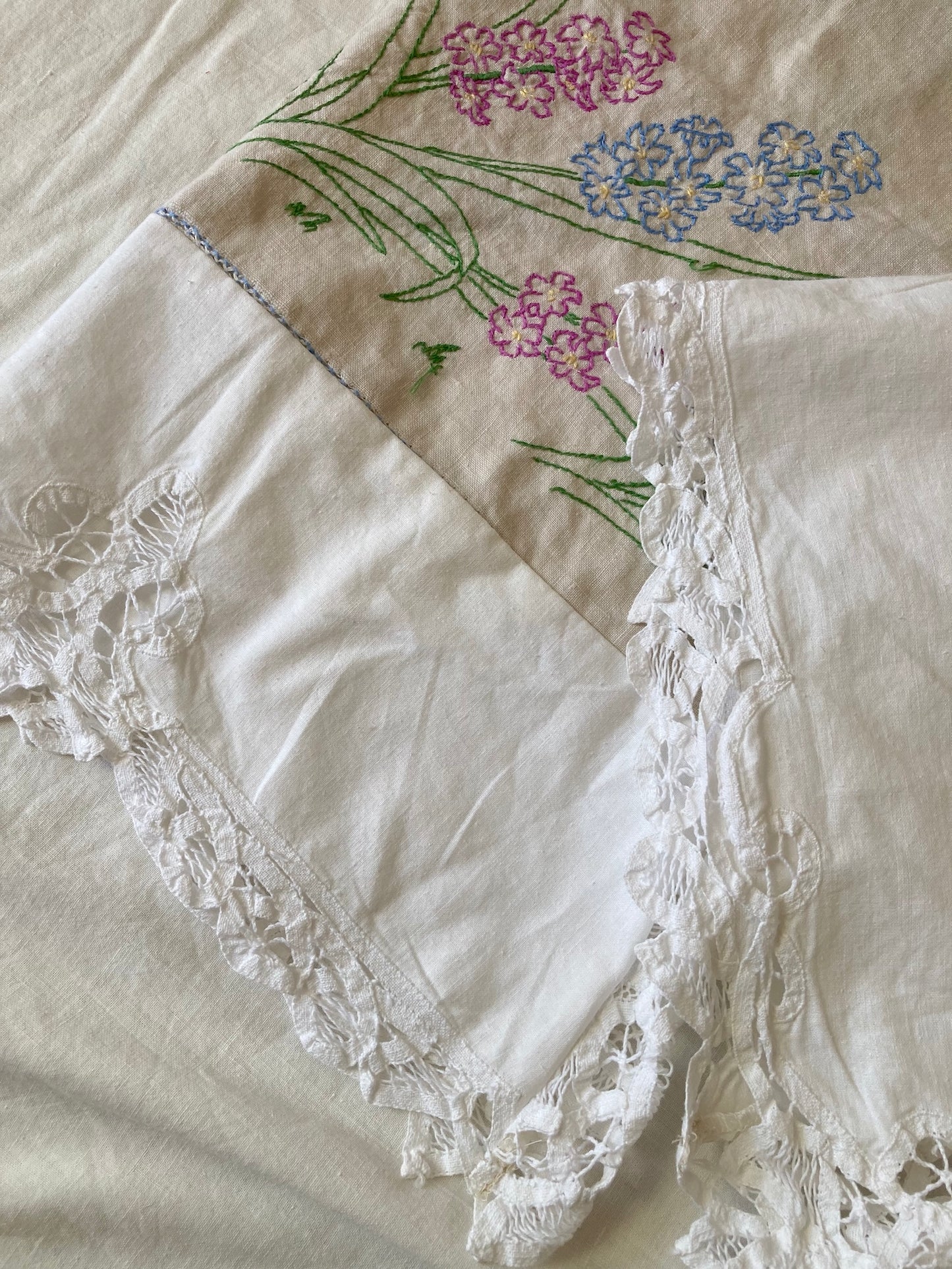 Women's Upcycled Vintage Embroidered Linen Relaxed Fit Pants