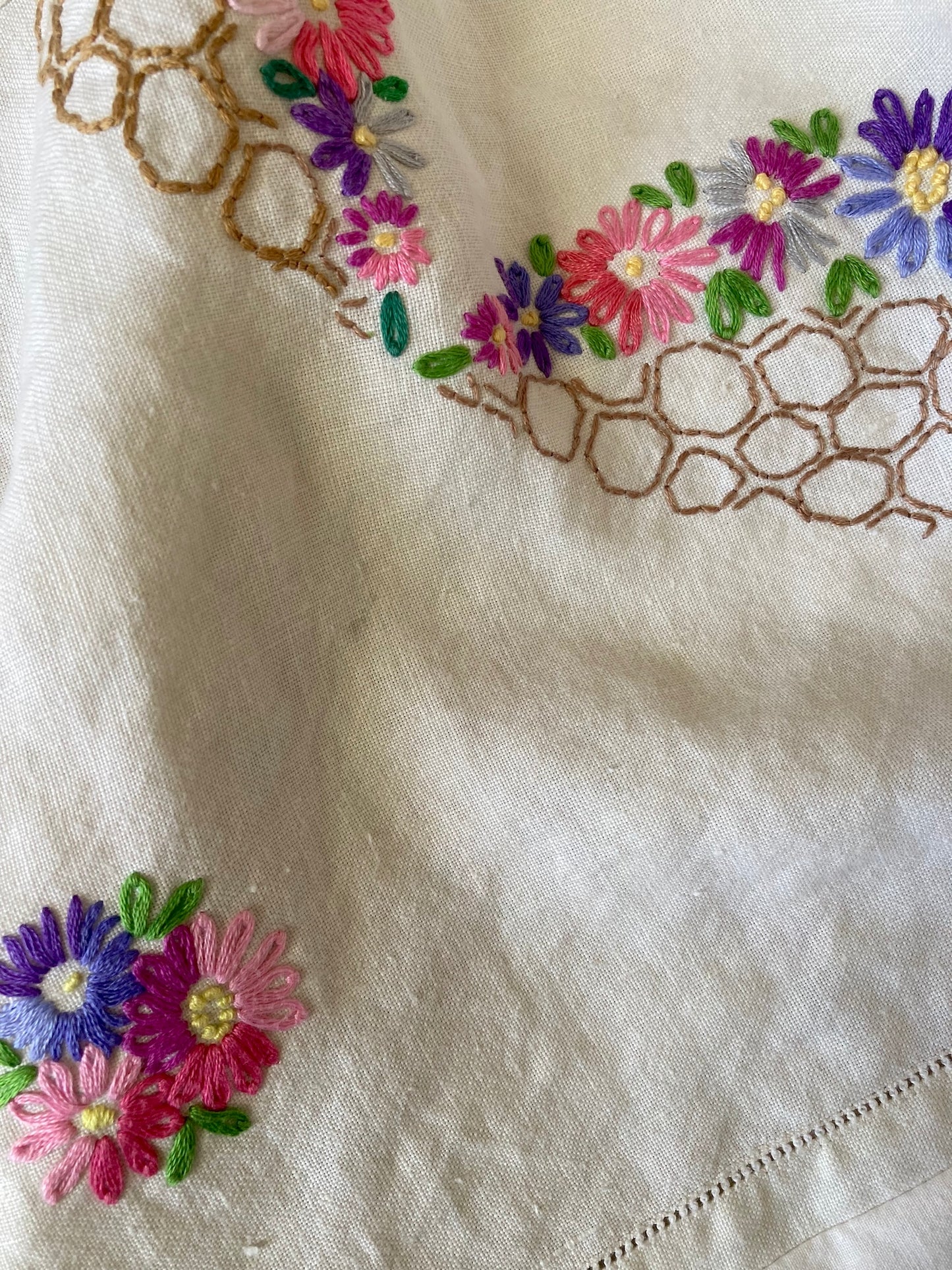 Women's Upcycled Vintage Embroidered Linen Relaxed Fit Pants