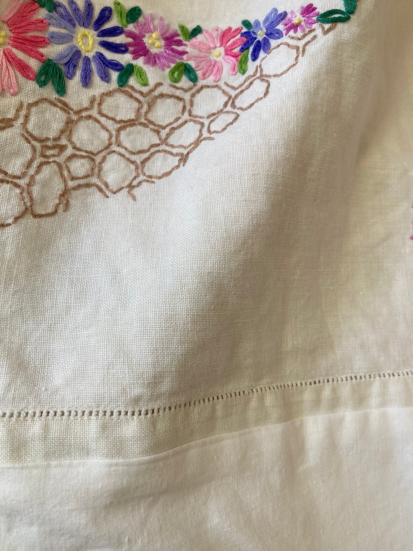 Women's Upcycled Vintage Embroidered Linen Relaxed Fit Pants