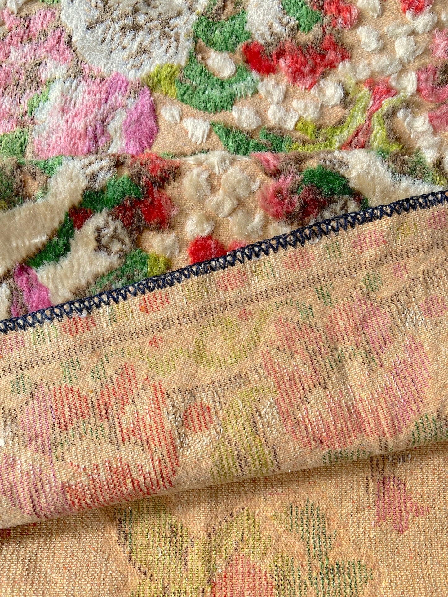 Vintage Velvet Angel Tapestry Mini Rug 1970s–80s European Textile