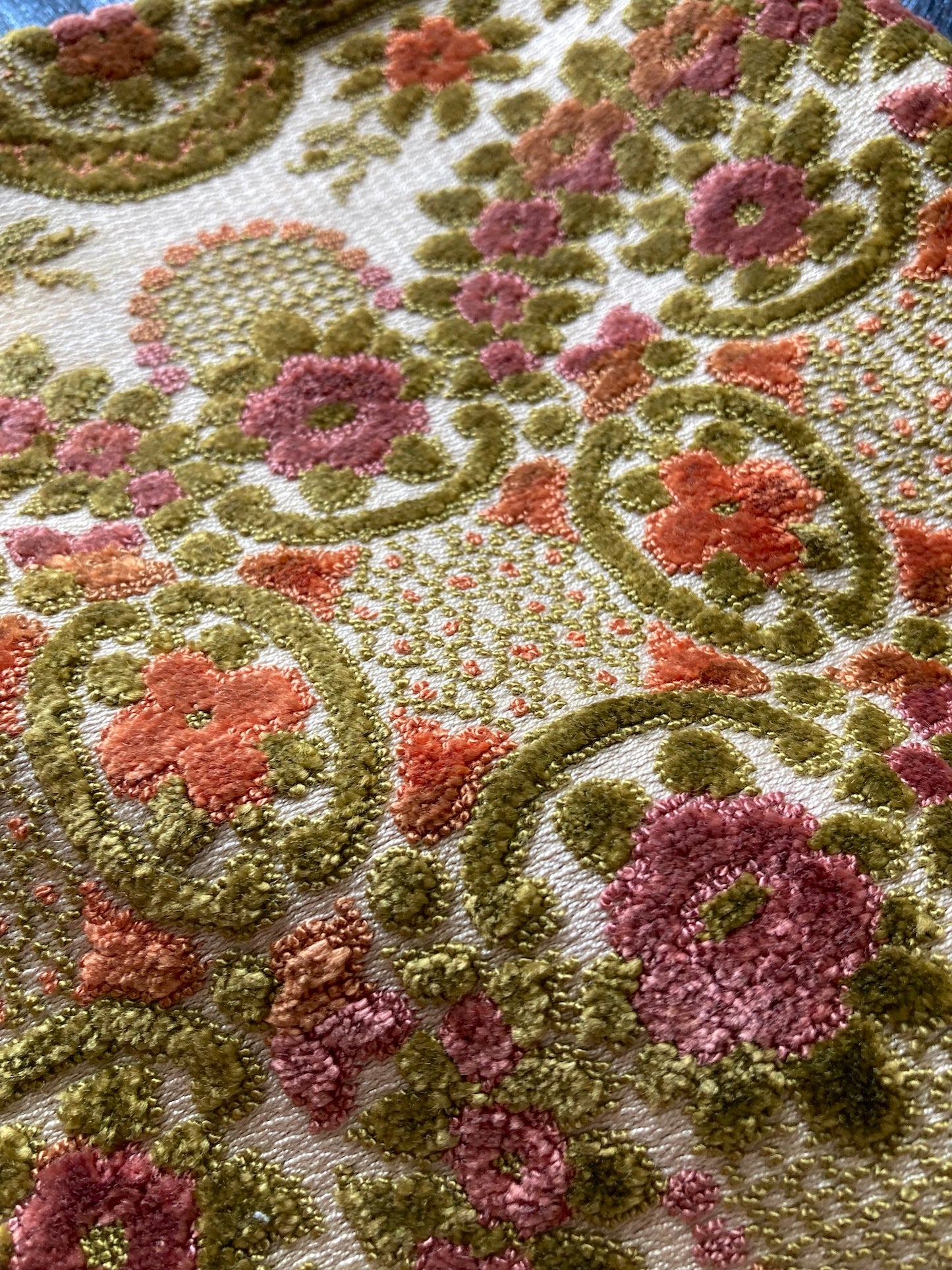 Vintage Velvet Floral Fabric Fringe Pillow Cover