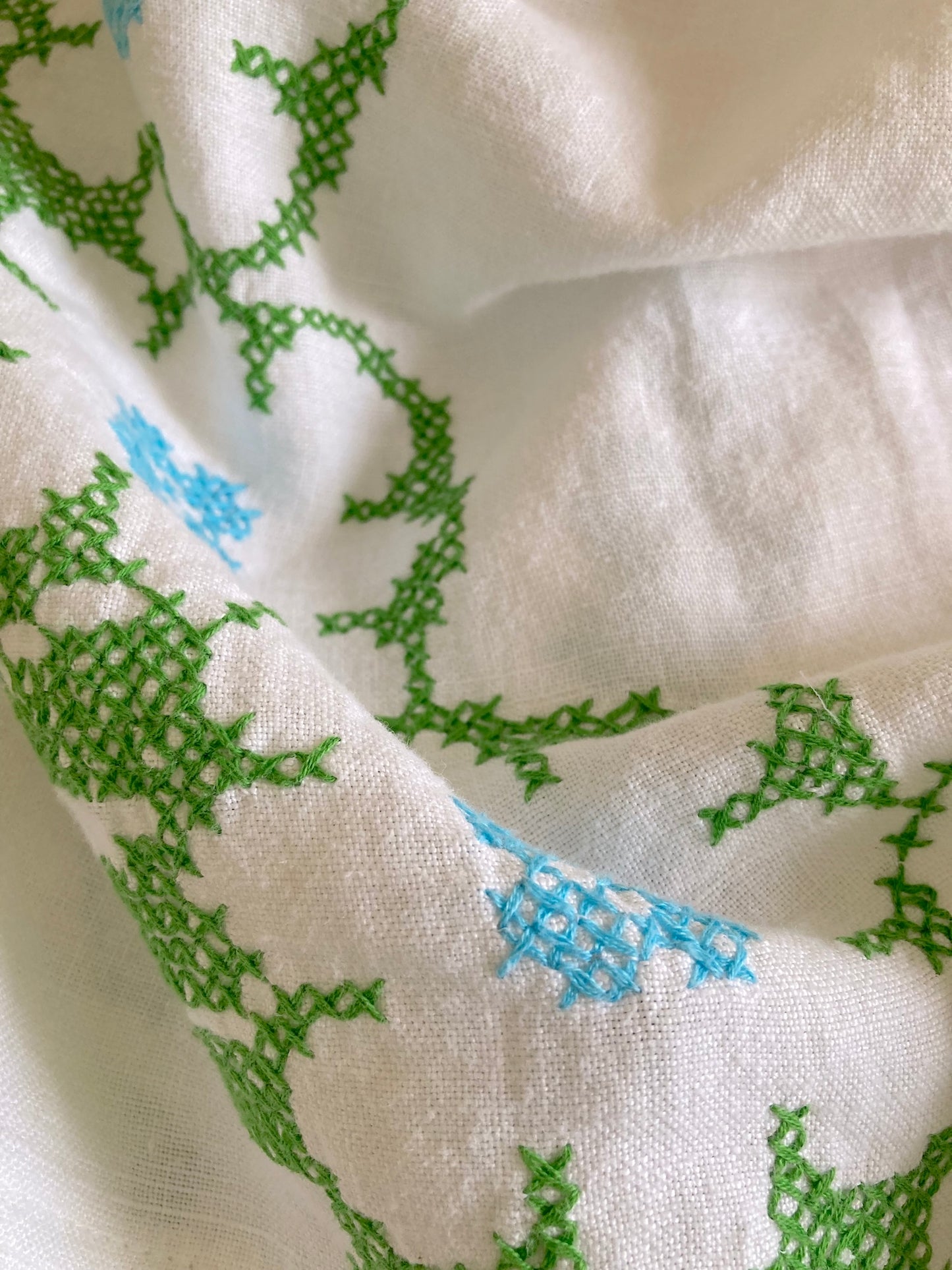 Handmade Skirt from Vintage Embroidered Linen & Cotton Cloth