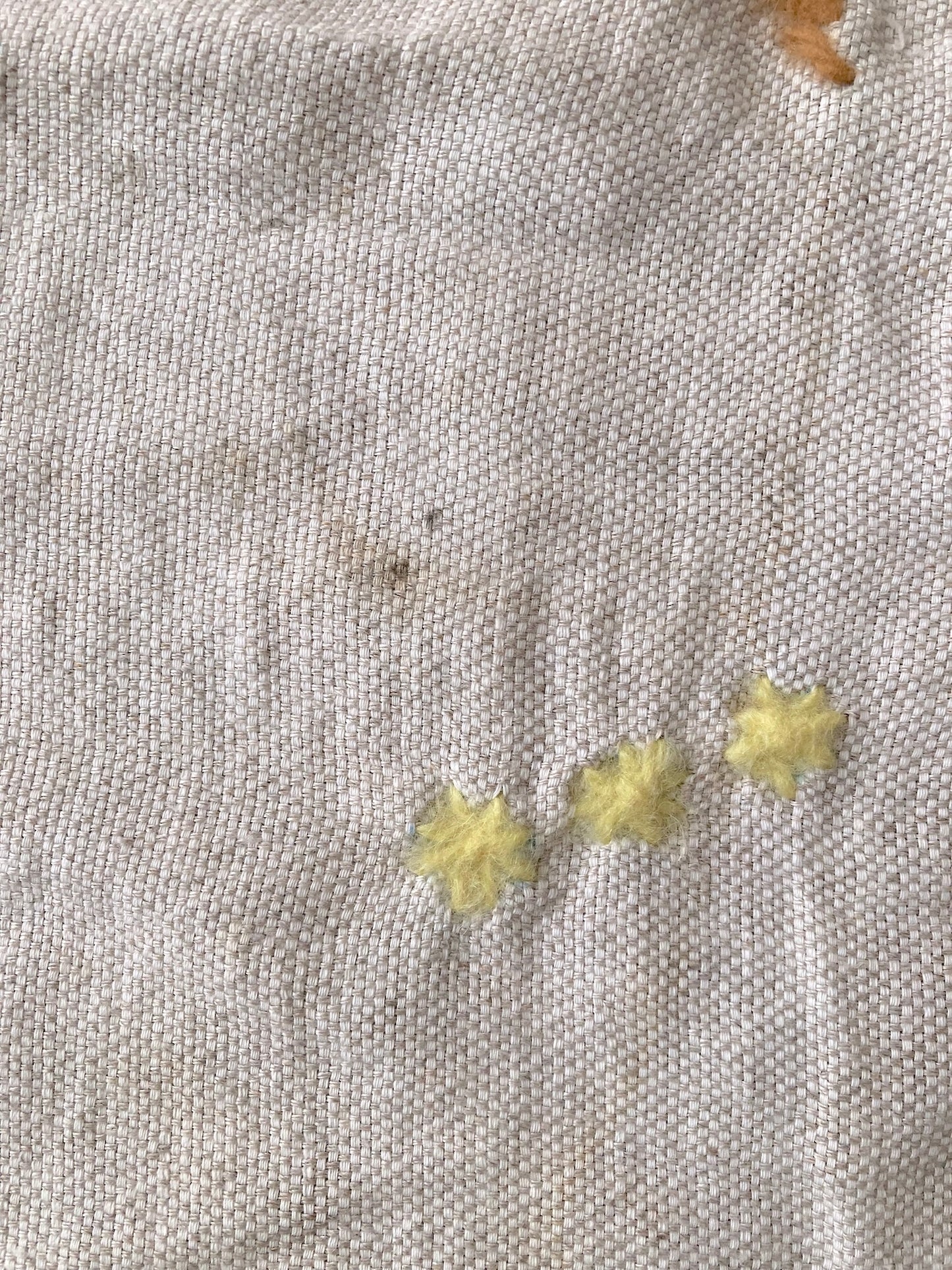 Bohemian Vintage Cotton Linen Textile with Chunky Wool Embroidery – Tablecloth or Throw