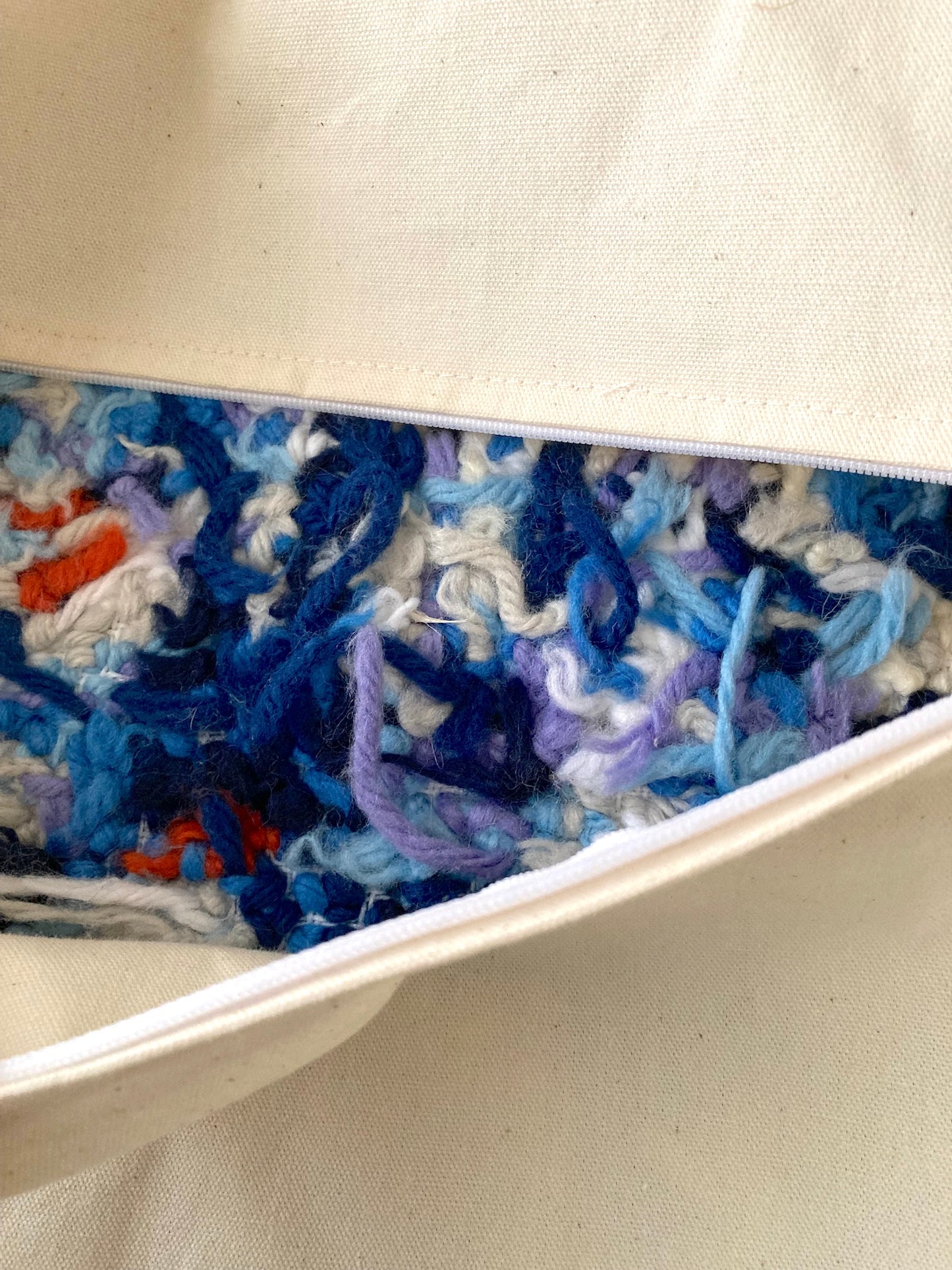 Nordic Vintage Needlepoint Cushion Cover – Blue Floral on White, 40x40 cm