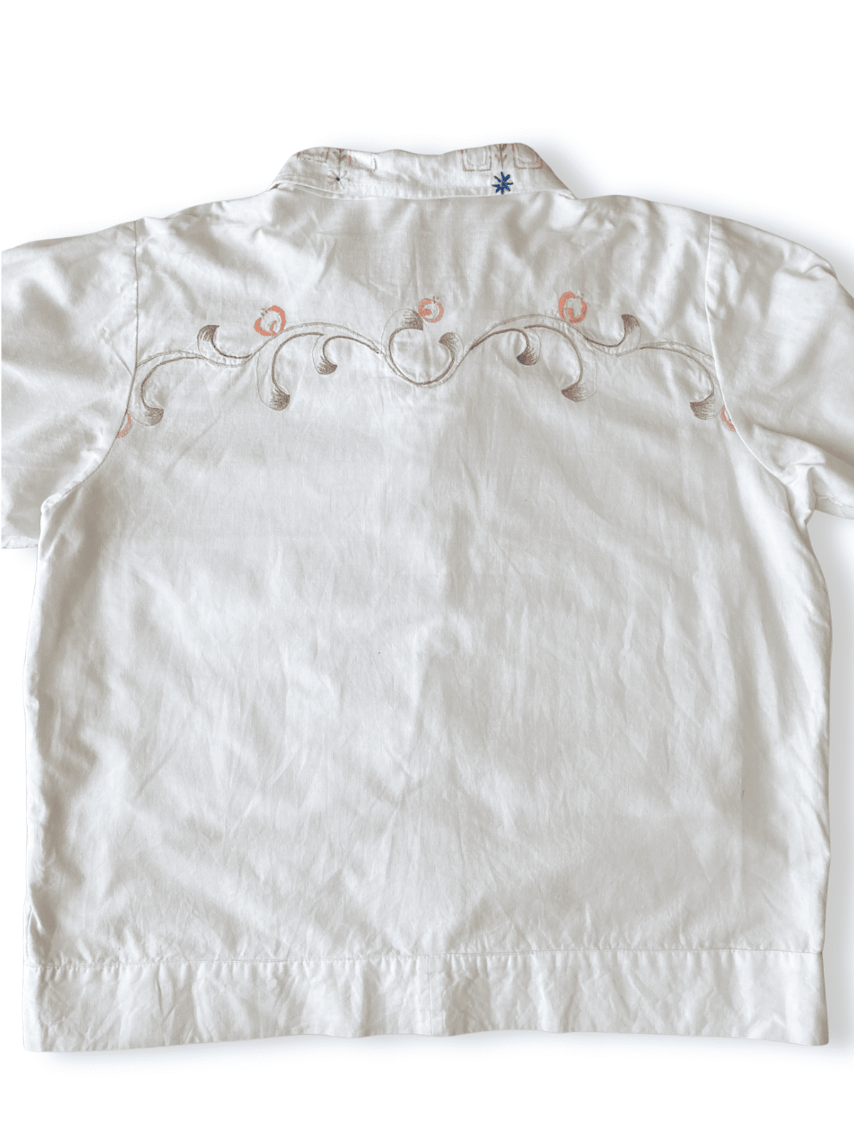 Upcycled Vintage Embroidery Shirt Jacket, Reworked Big Pockets Cotton Top