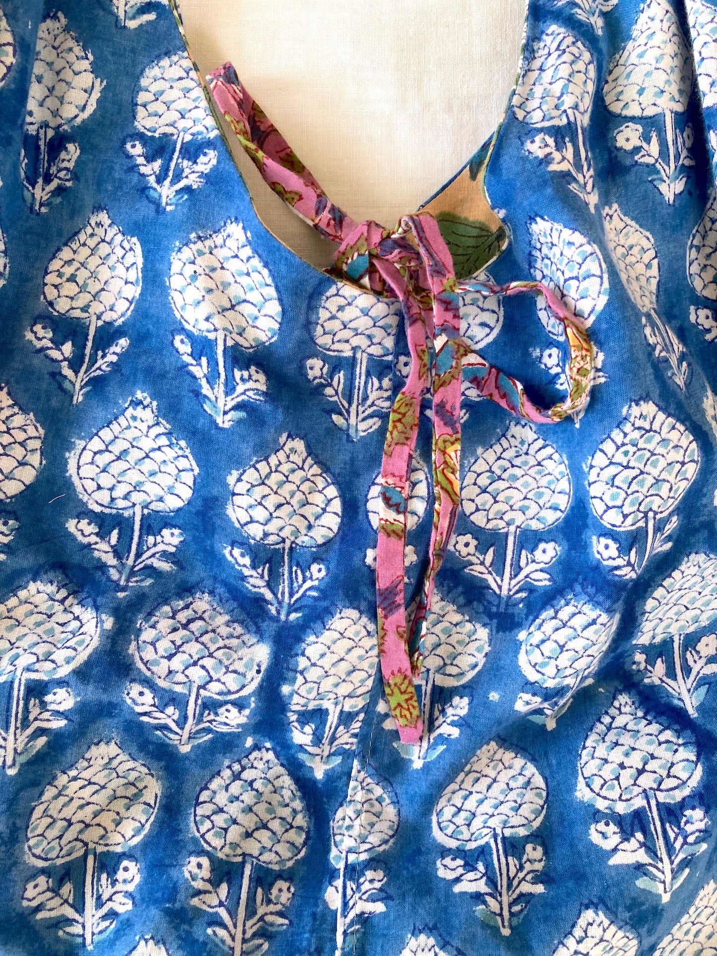 【custom order】ハンドブロックプリント生地 BOHOビーチバッグ