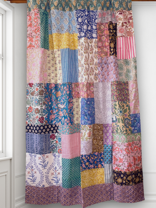 ハンドブロックプリント パッチワーク カーテン・マルチクロス