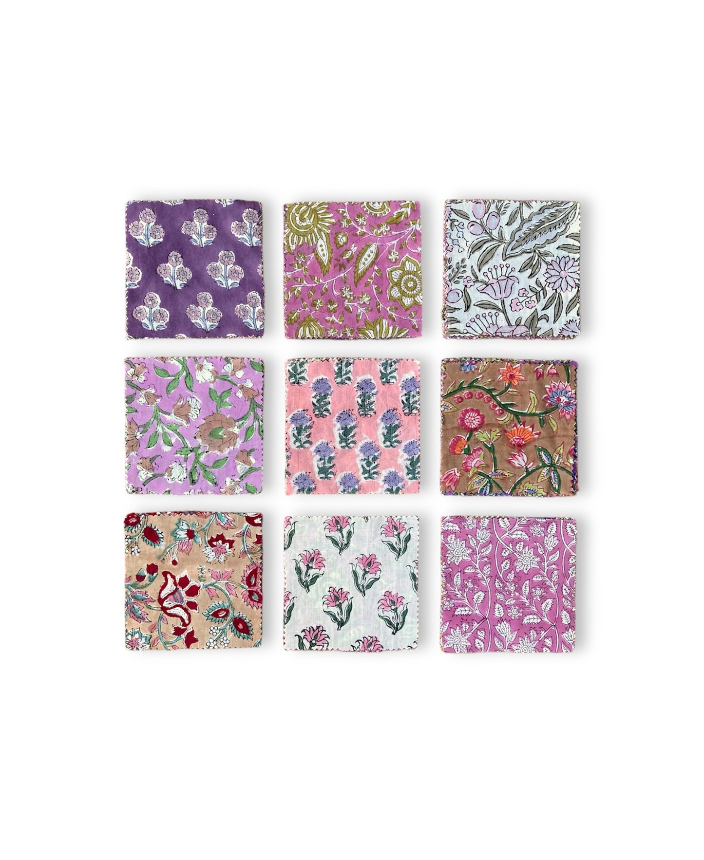 India Hand Block Print Multicolor Cotton Assorted Patchwork Cloths Fabric 50pcs Bandle Scrap