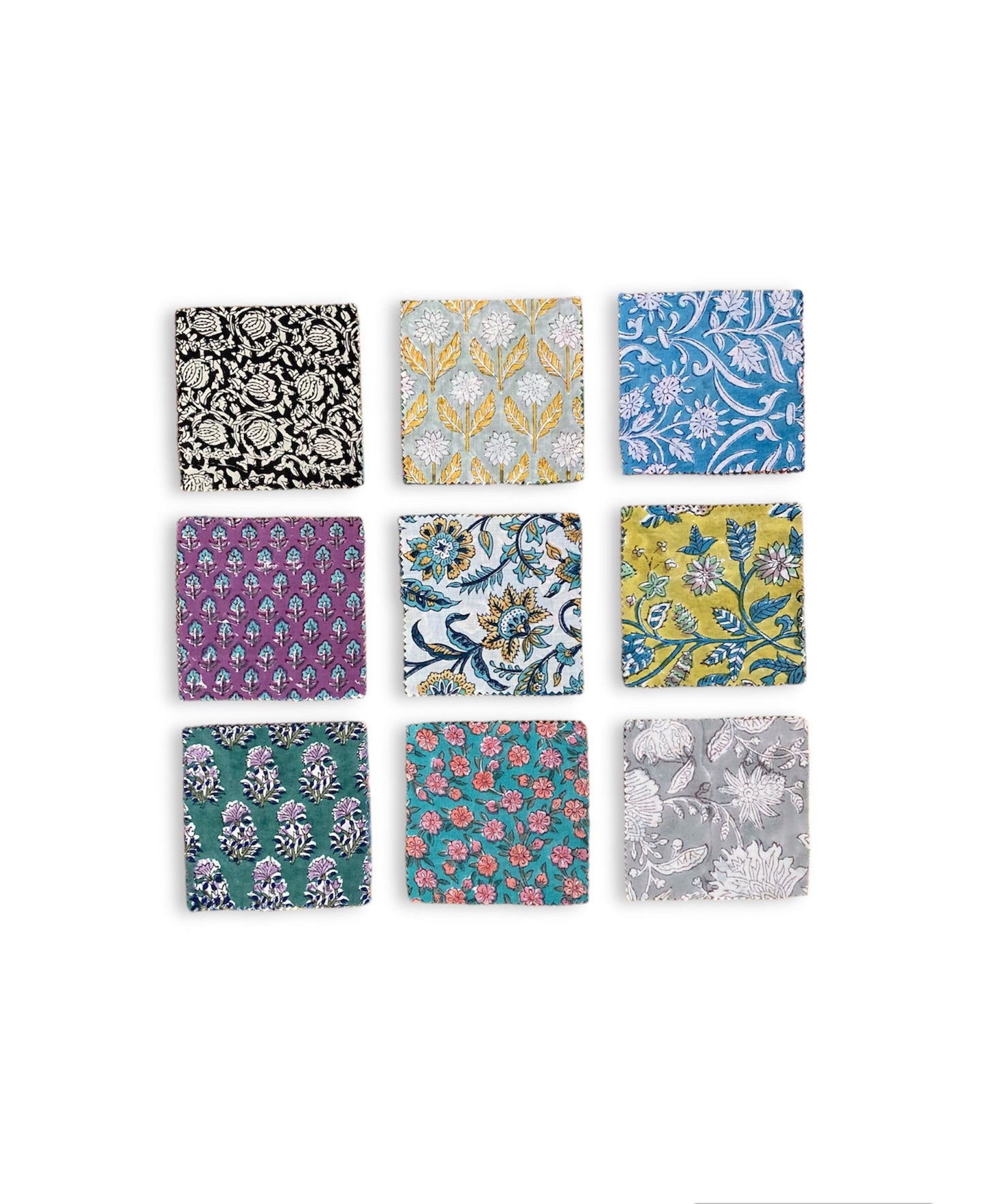 India Hand Block Print Multicolor Cotton Assorted Patchwork Cloths Fabric 50pcs Bandle Scrap