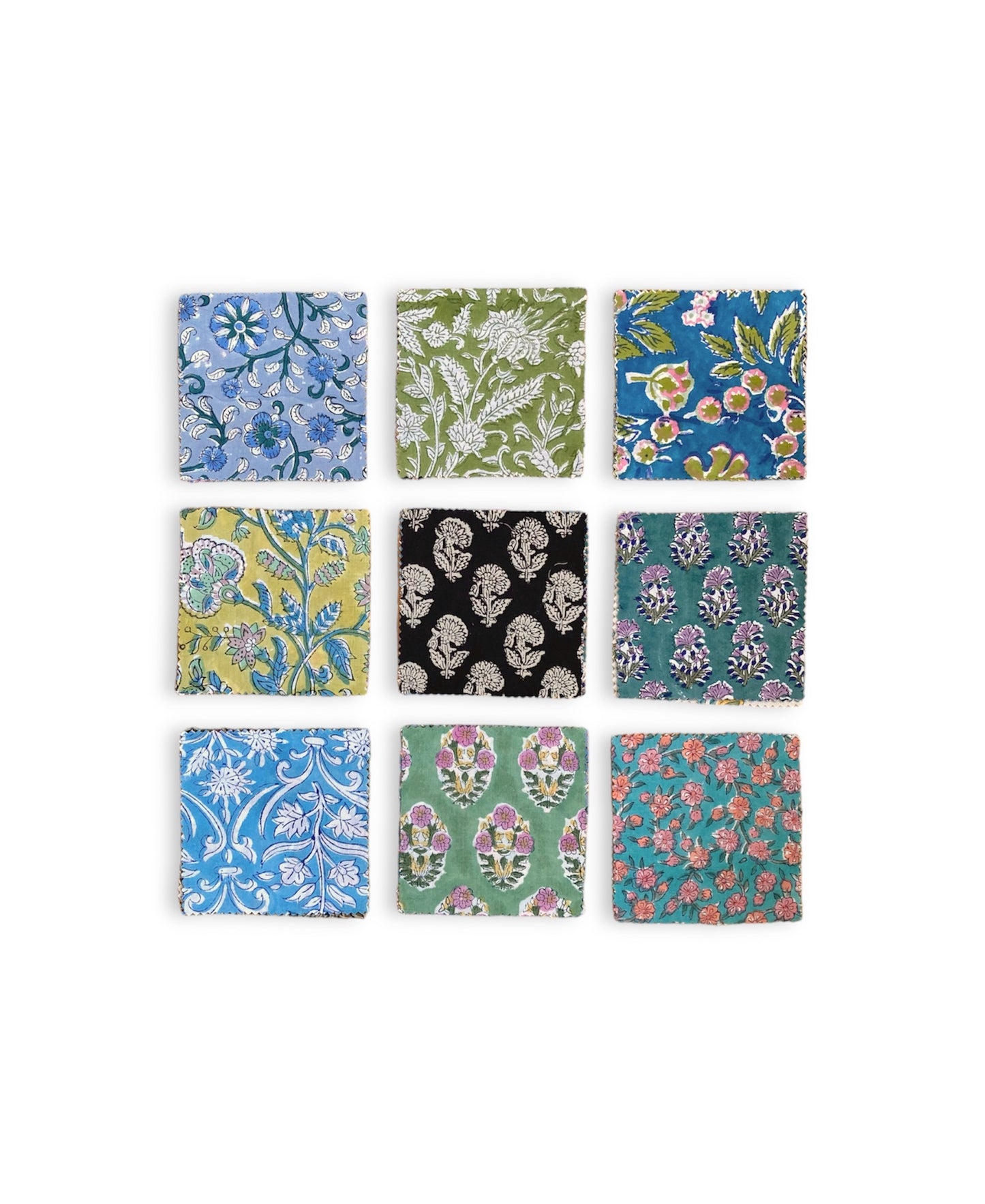 India Hand Block Print Multicolor Cotton Assorted Patchwork Cloths Fabric 50pcs Bandle Scrap