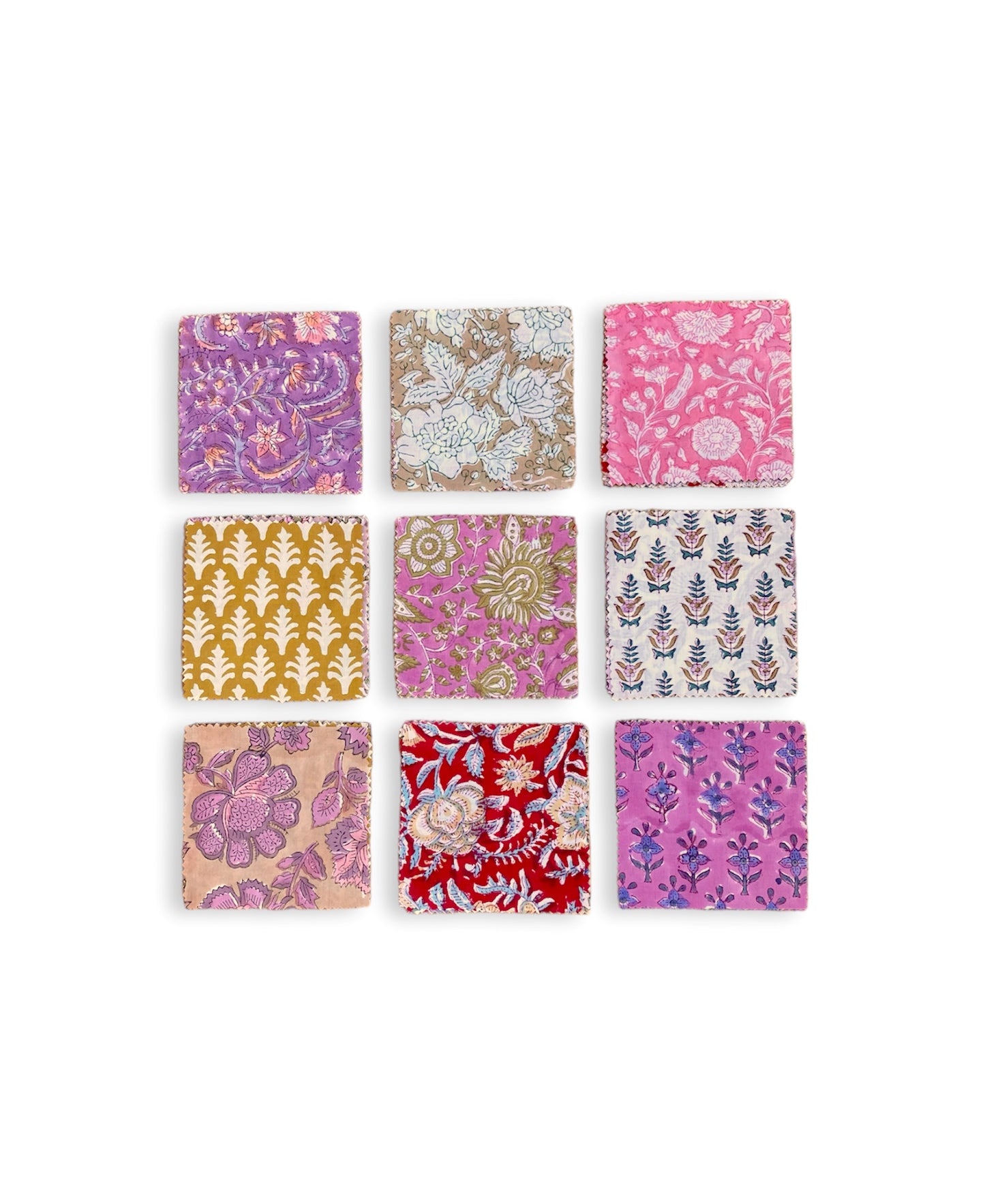 India Hand Block Print Multicolor Cotton Assorted Patchwork Cloths Fabric 50pcs Bandle Scrap