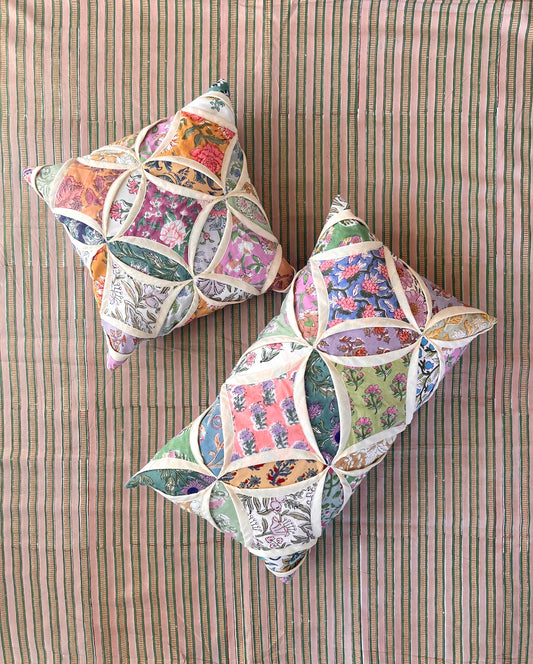 Hand Block Printed Cotton Fabric Cushion Cover #cathedral-S/M