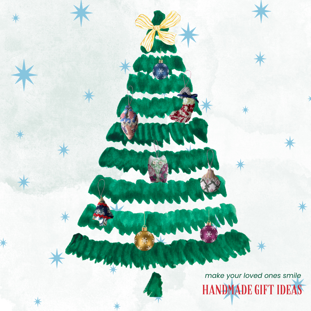 Hand Block Printed Fabric Handmade Christmas Ornaments Set
