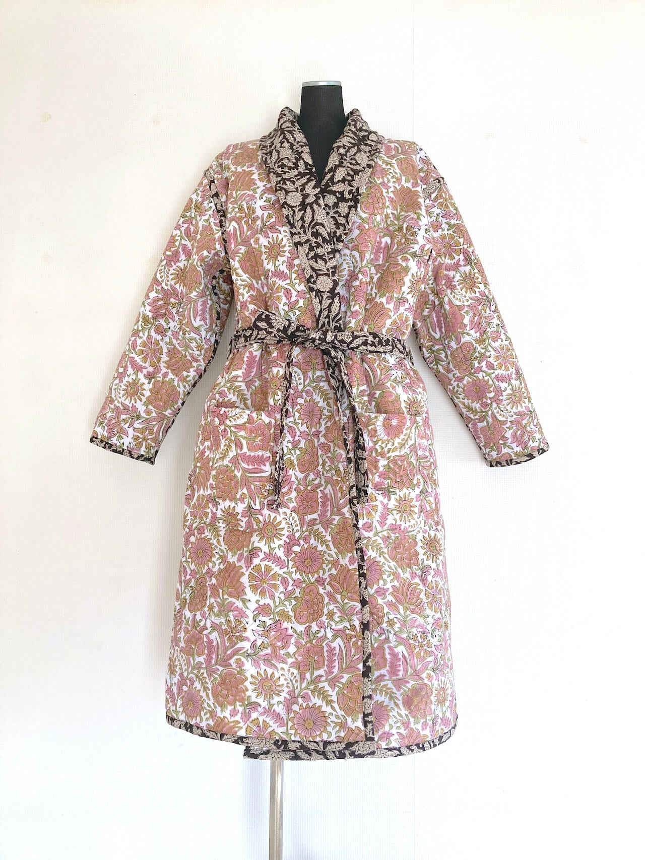 リバーシブル ショールカラー ガウン風 キルティングコート #Molly