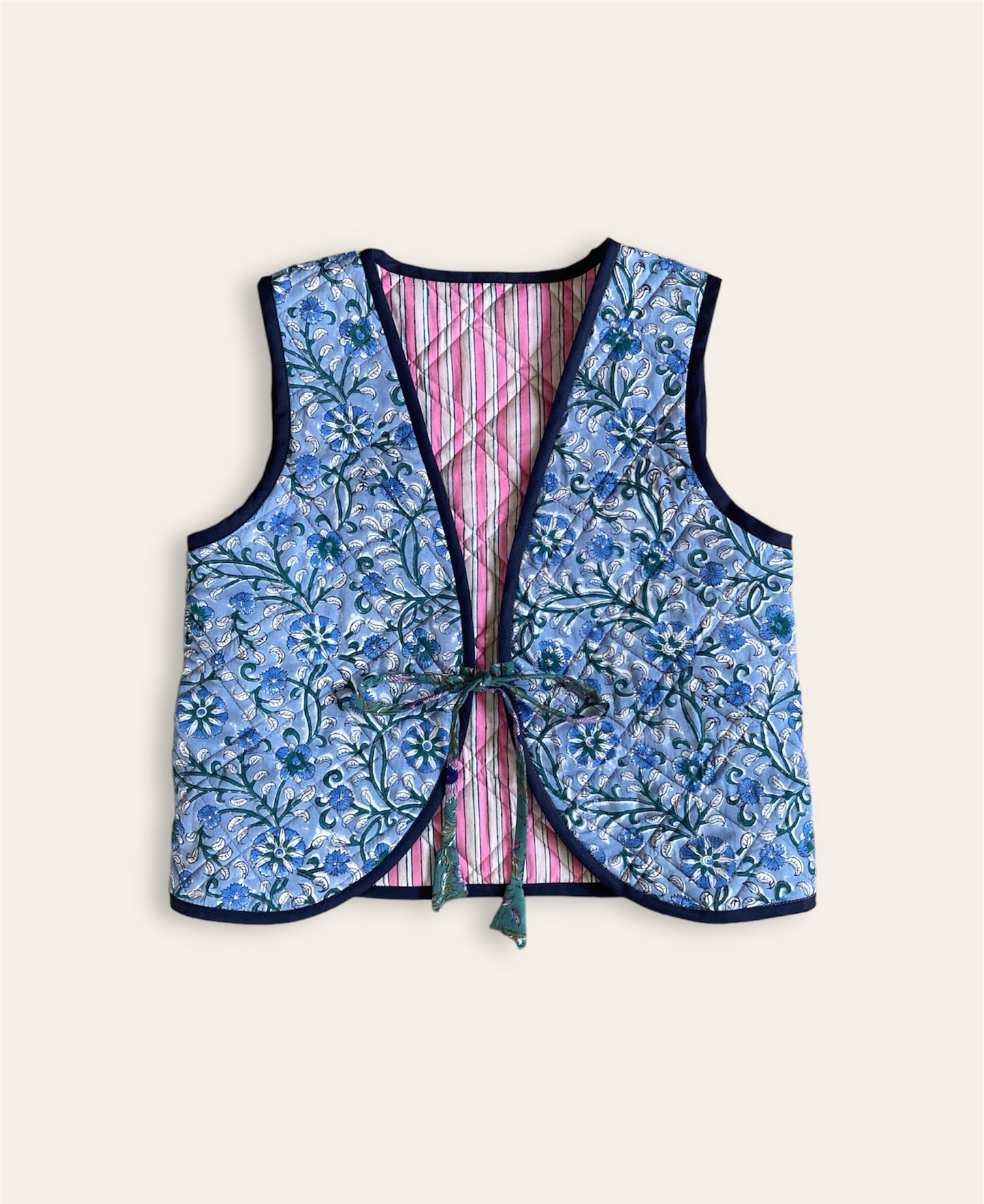 【custom order】Block Print Quilted Reversible Vest #Nicole