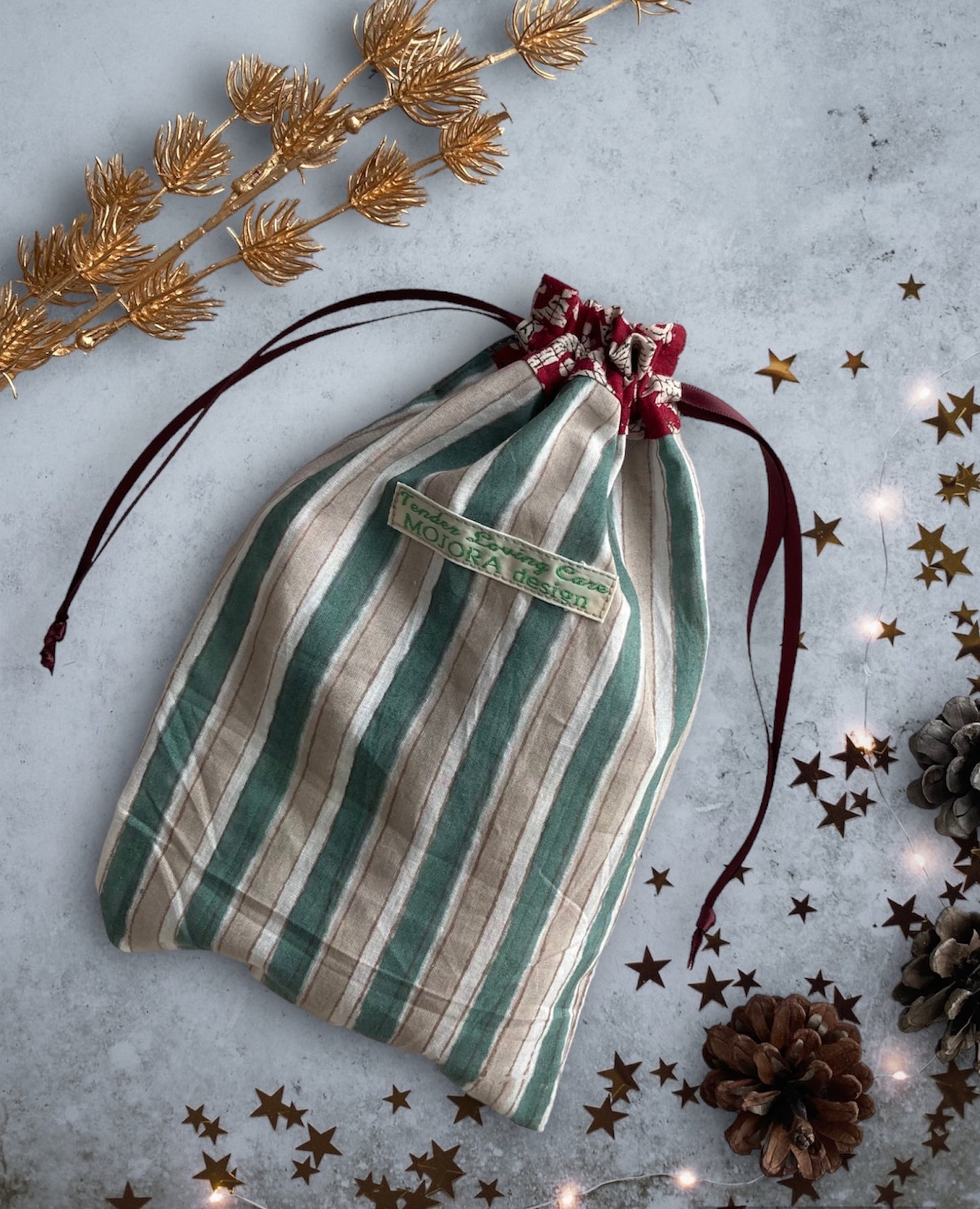 Hand Block Printed Fabric Handmade Christmas Ornaments Set