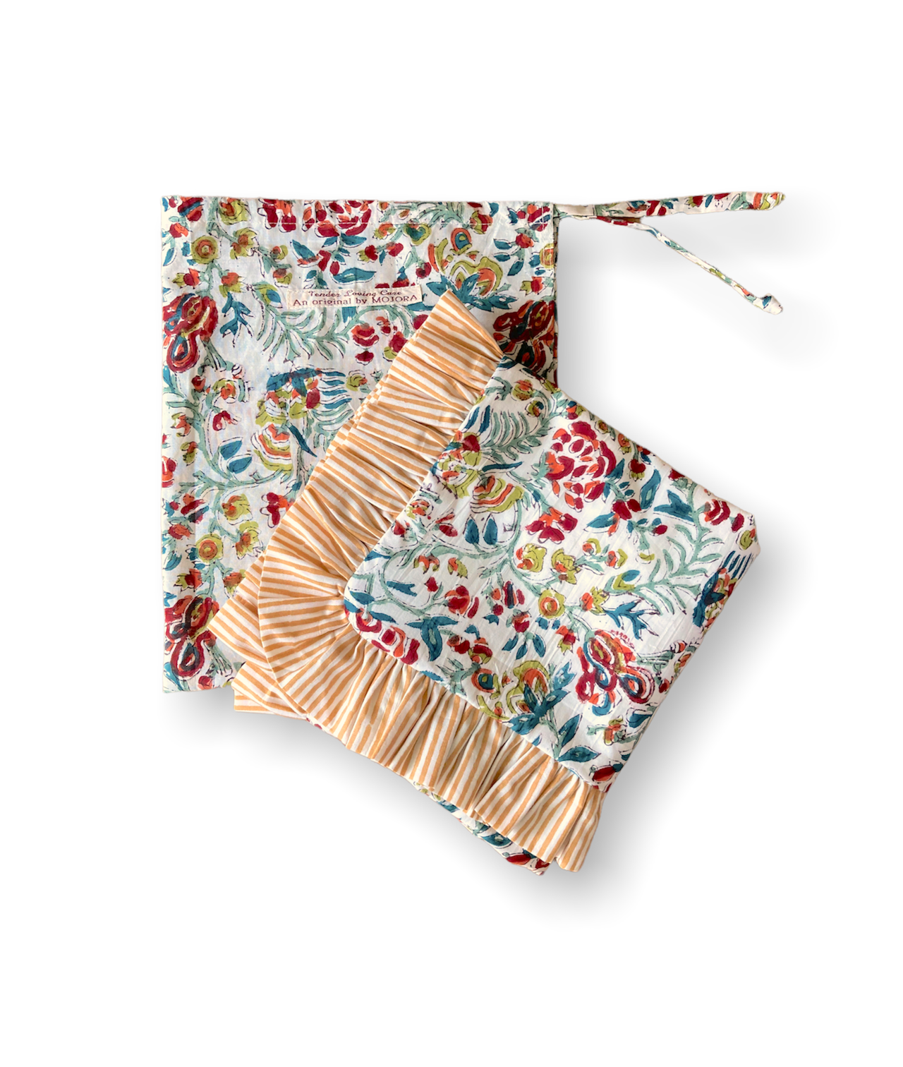 【custom order】インド綿ハンドブロックプリント フリルクッションカバー Ruffle Pillow #sq