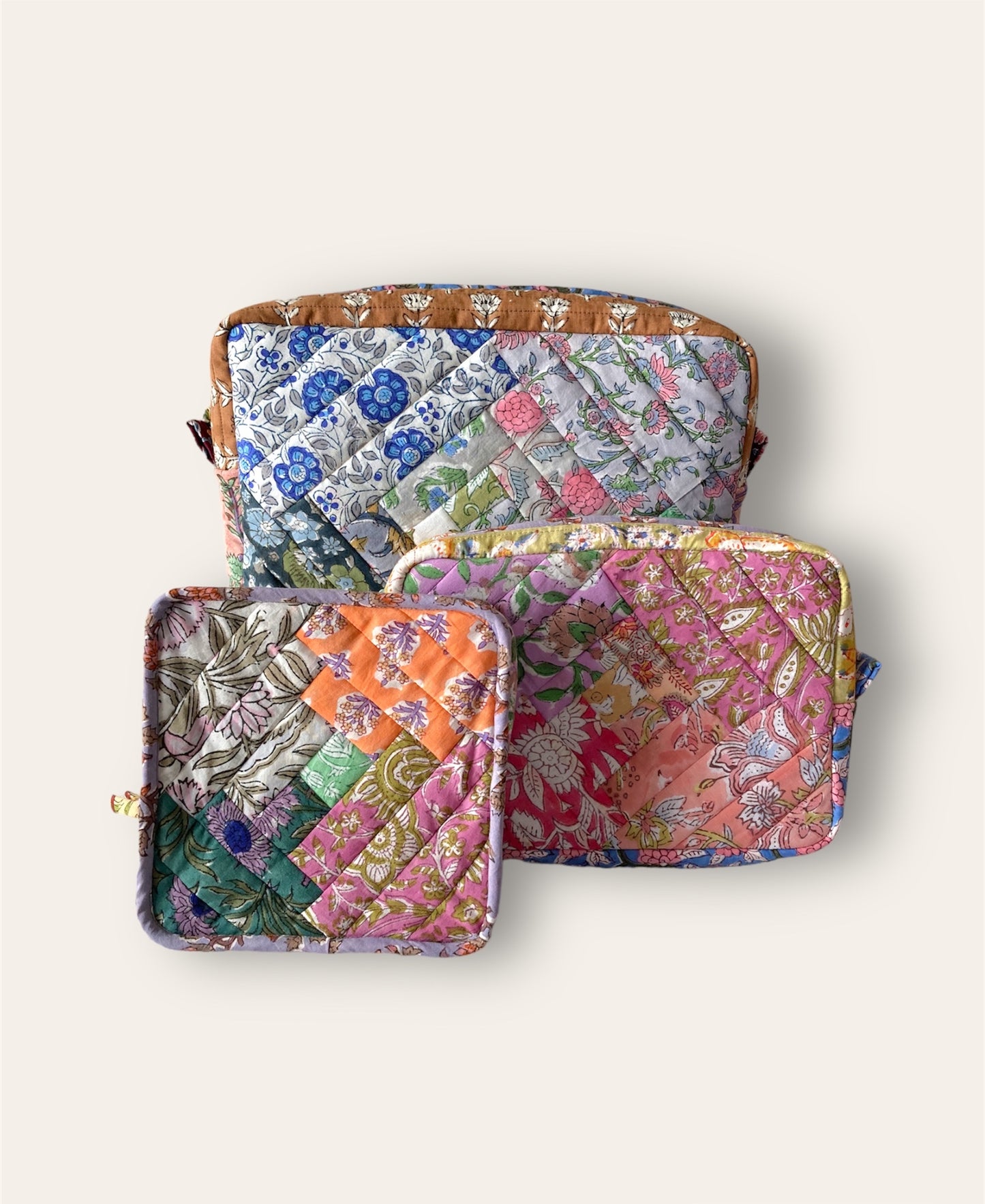 Hand Block Printed Fabric Patchwork 3size Pouch