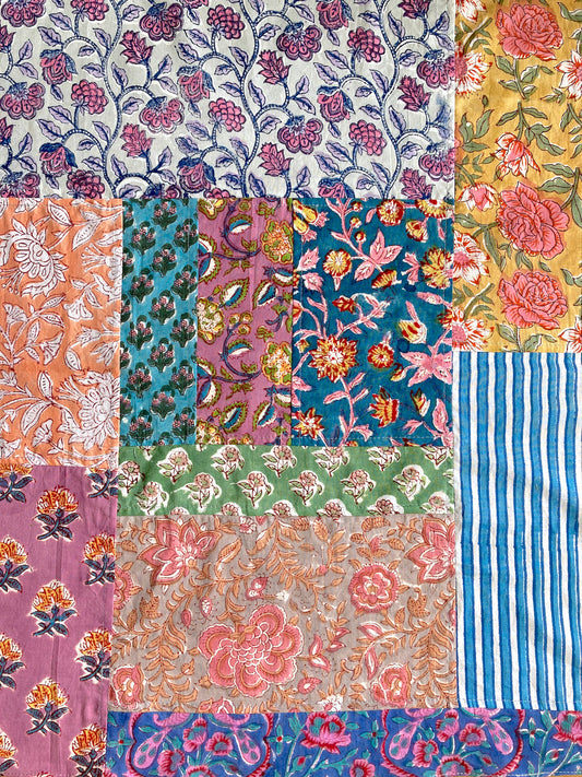 Colorful Patchwork Cloth with Traditional Block Print Patterns