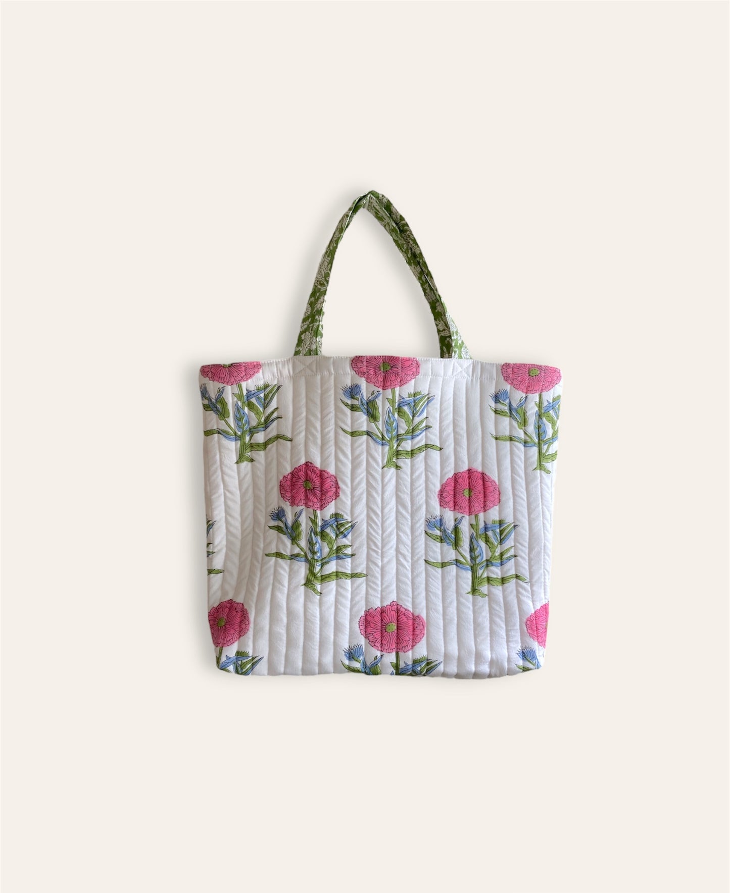 ハンドブロックプリントキルティングトートバッグ #quilted-tote