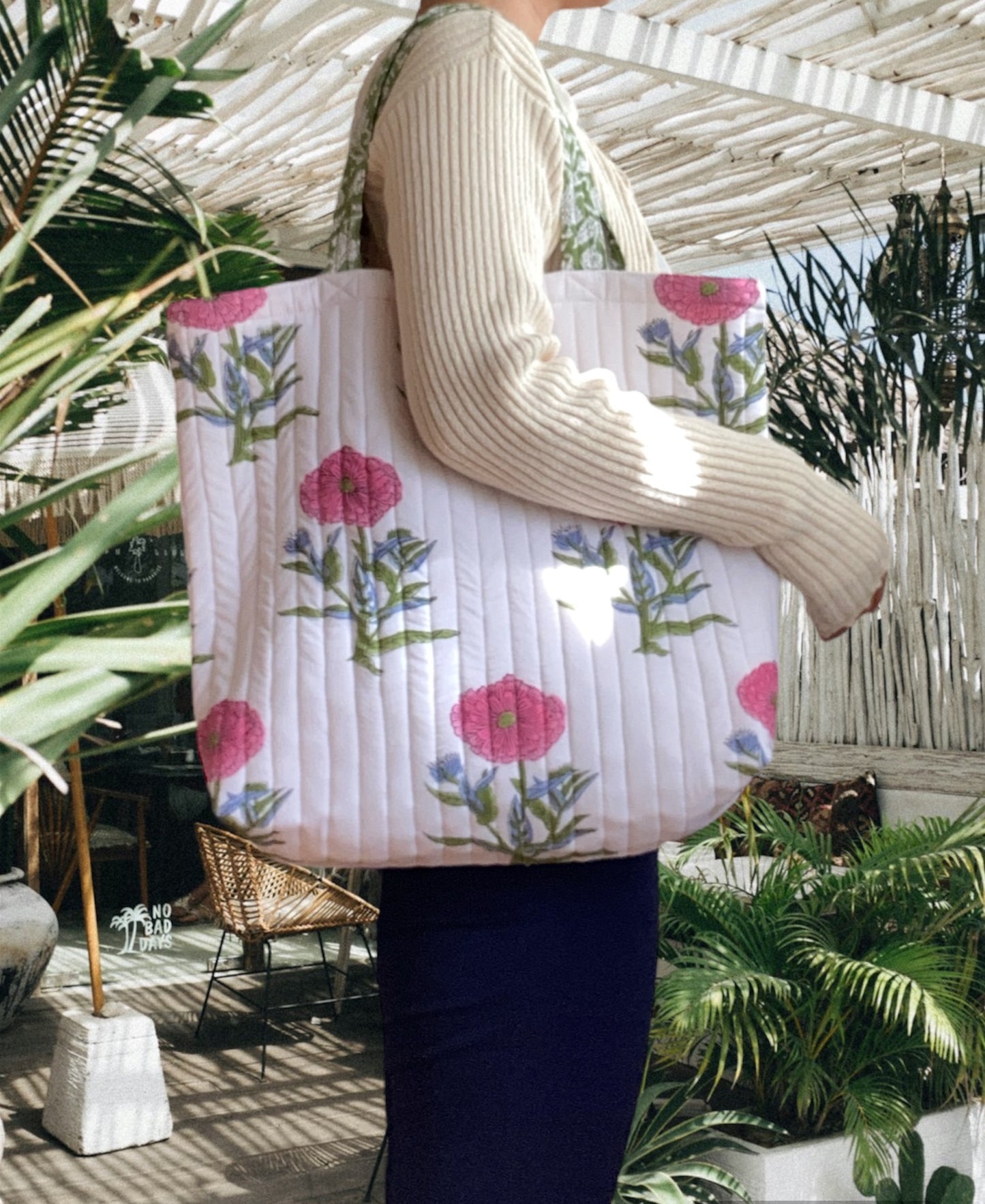 ハンドブロックプリントキルティングトートバッグ #quilted-tote