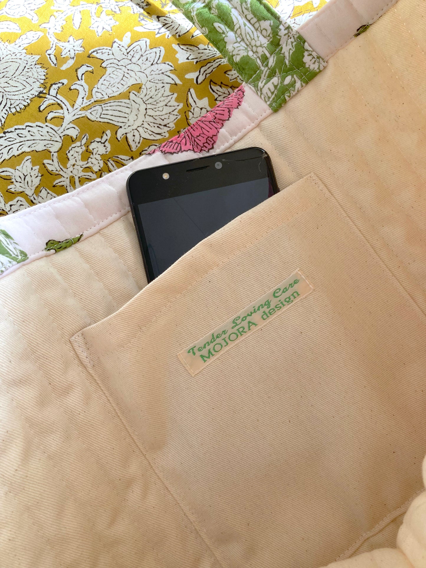ハンドブロックプリントキルティングトートバッグ #quilted-tote