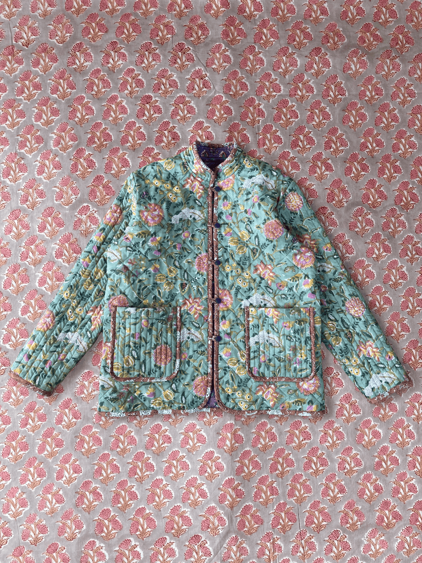 Hand Block Print Quilted Jacket 【custom order】#KATE