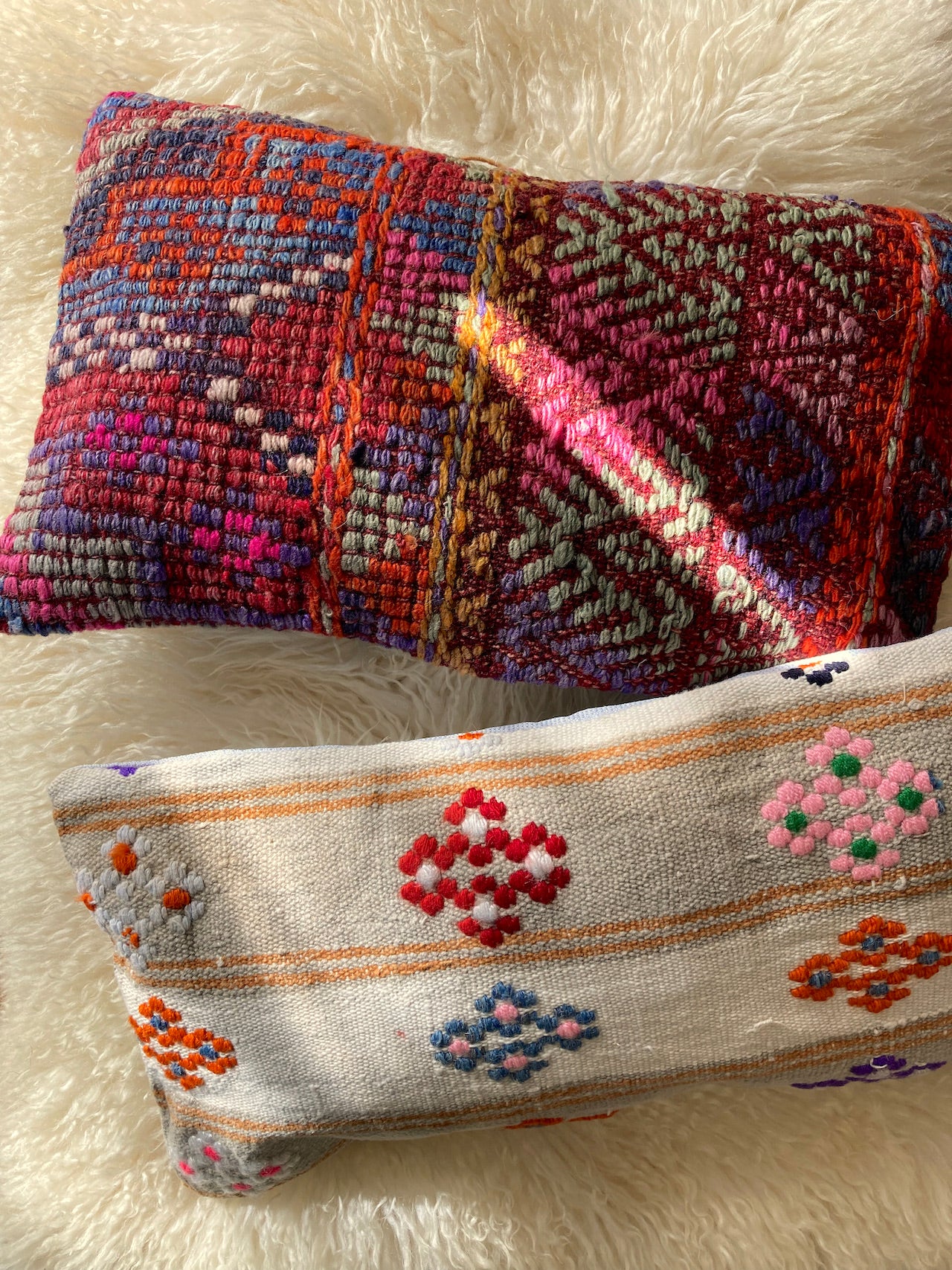 Mix Color Turkish Vintage Wool Rug Cushion Cover