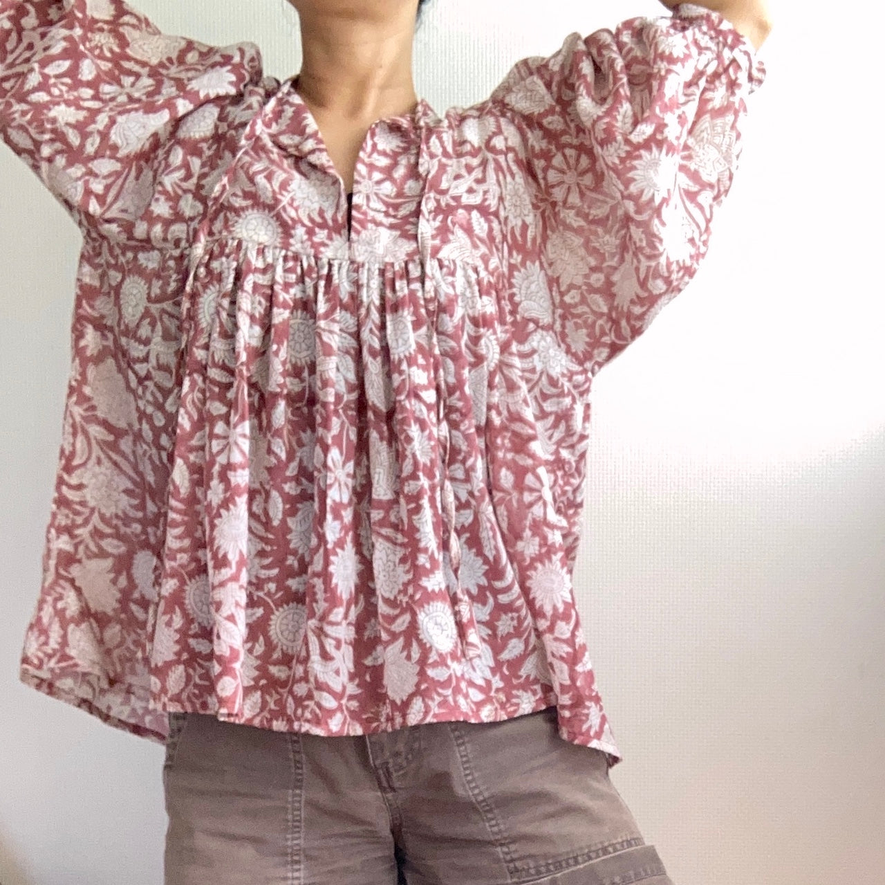 【custom order】Hand Block Print Boho Blouse JESS