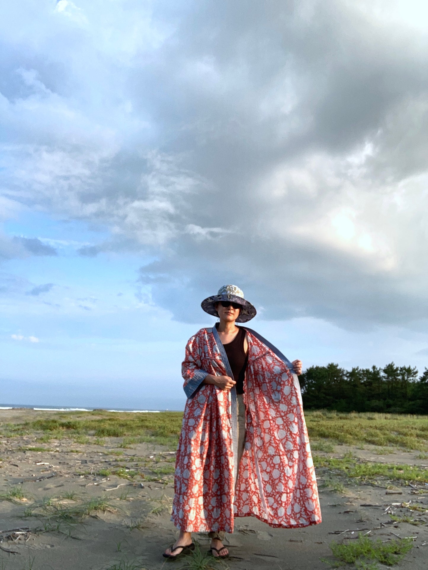 MOJORA VINTAGE orange kimono long gown LUCY