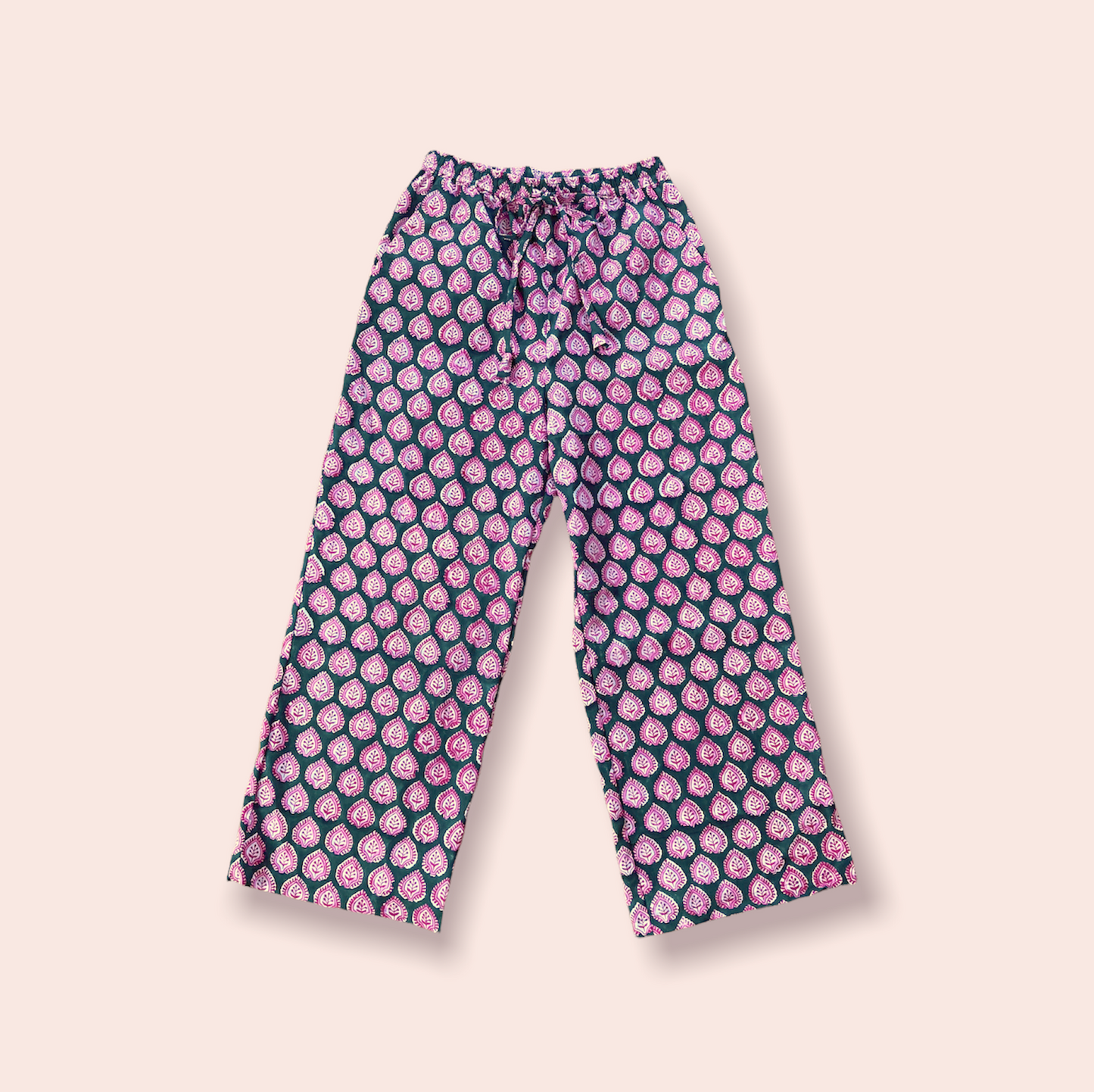 Hand Block Print Fabric Cotton Easy Pants 【custom order】 MARY