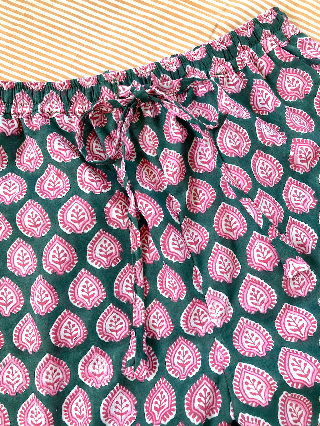 Hand Block Print Fabric Cotton Easy Pants 【custom order】 MARY