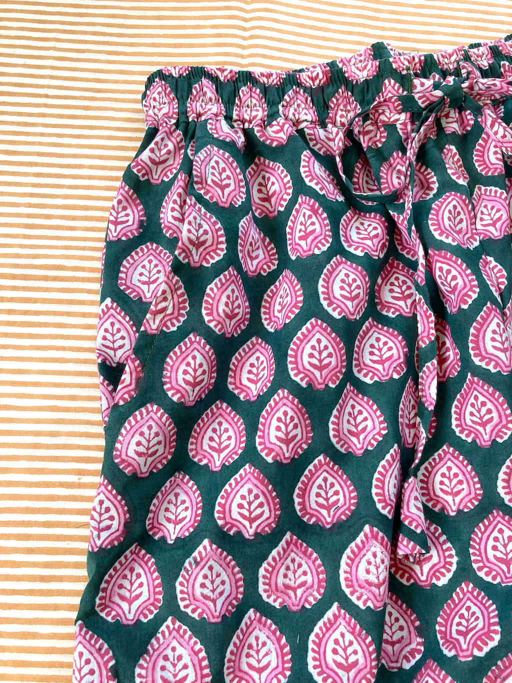 Hand Block Print Fabric Cotton Easy Pants 【custom order】 MARY