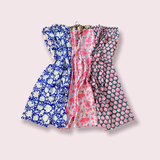 Hand Block Print Fabric Cotton Easy Pants 【custom order】 MARY