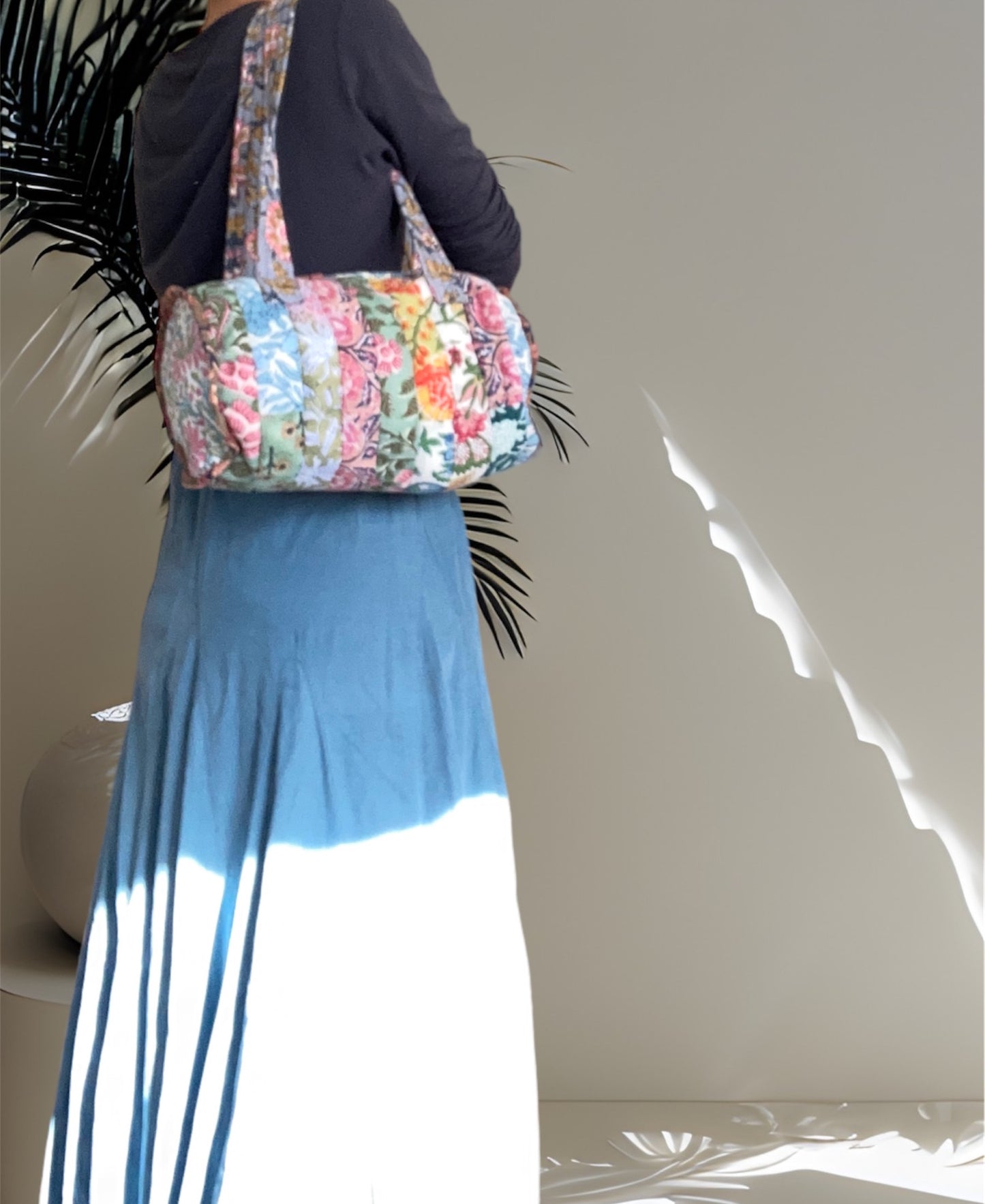 Hand Block Printed Fabric Patchwork Quilting Shoulder Bag