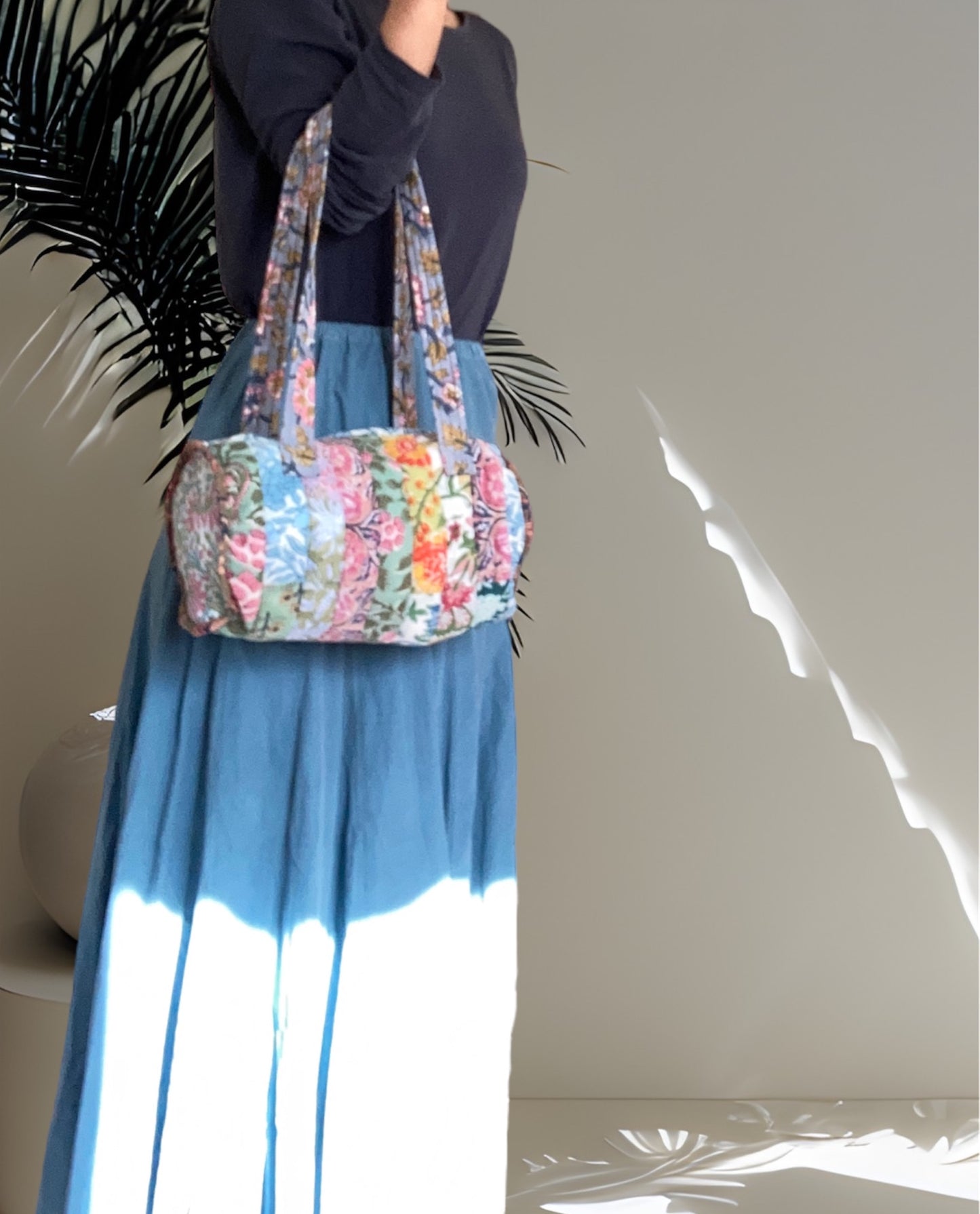 Hand Block Printed Fabric Patchwork Quilting Shoulder Bag