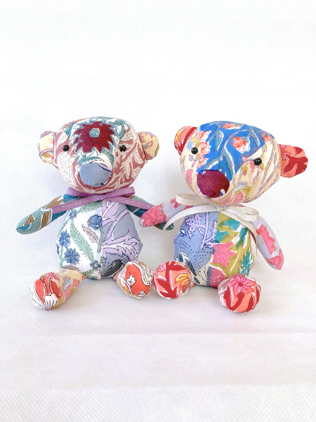 Hand Block Print Fabric Stuffed Flower Bear
