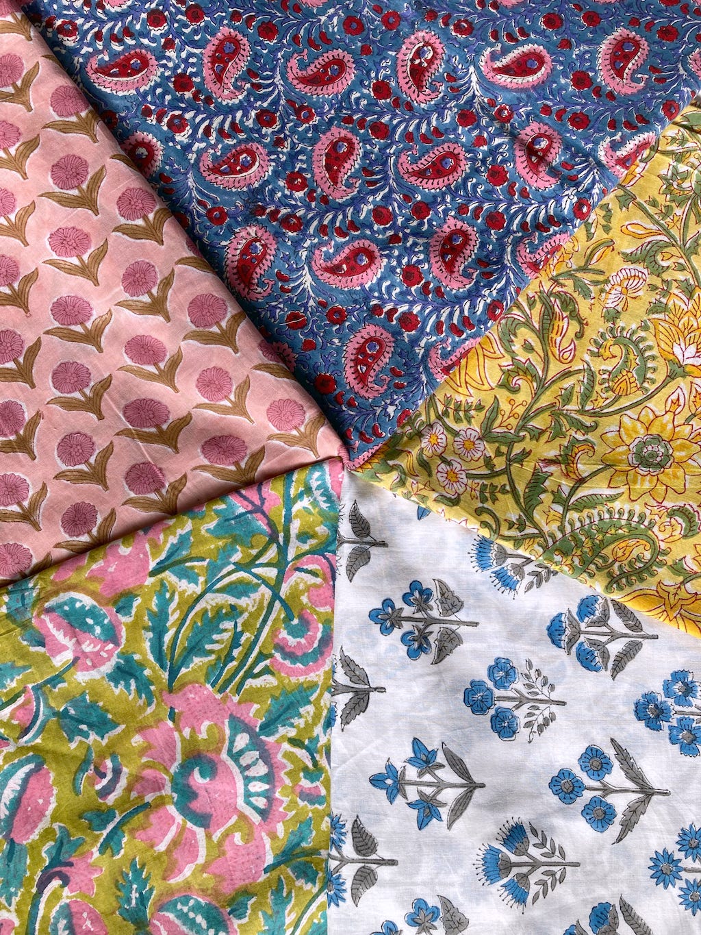 Block Print Fabric 5 pattern set (Your choice)